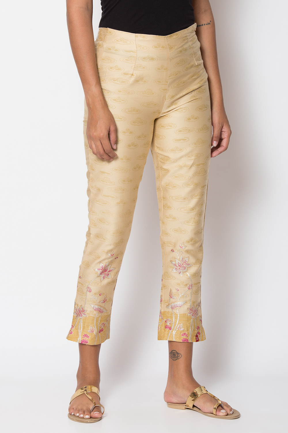 Beige Cotton Pants image number 2