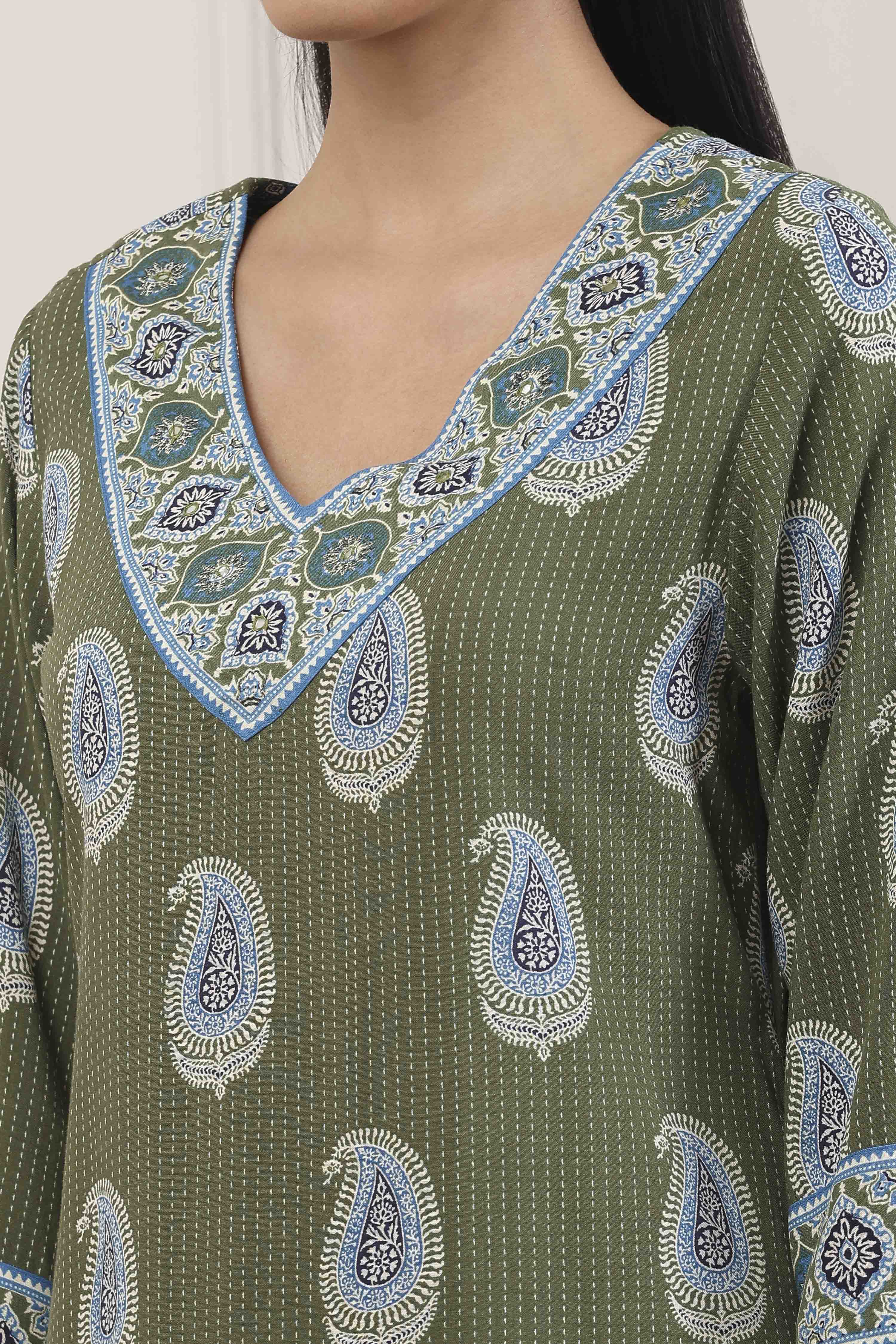 Blue Viscose Rayon Straight Kurta Palazzo Set image number 1