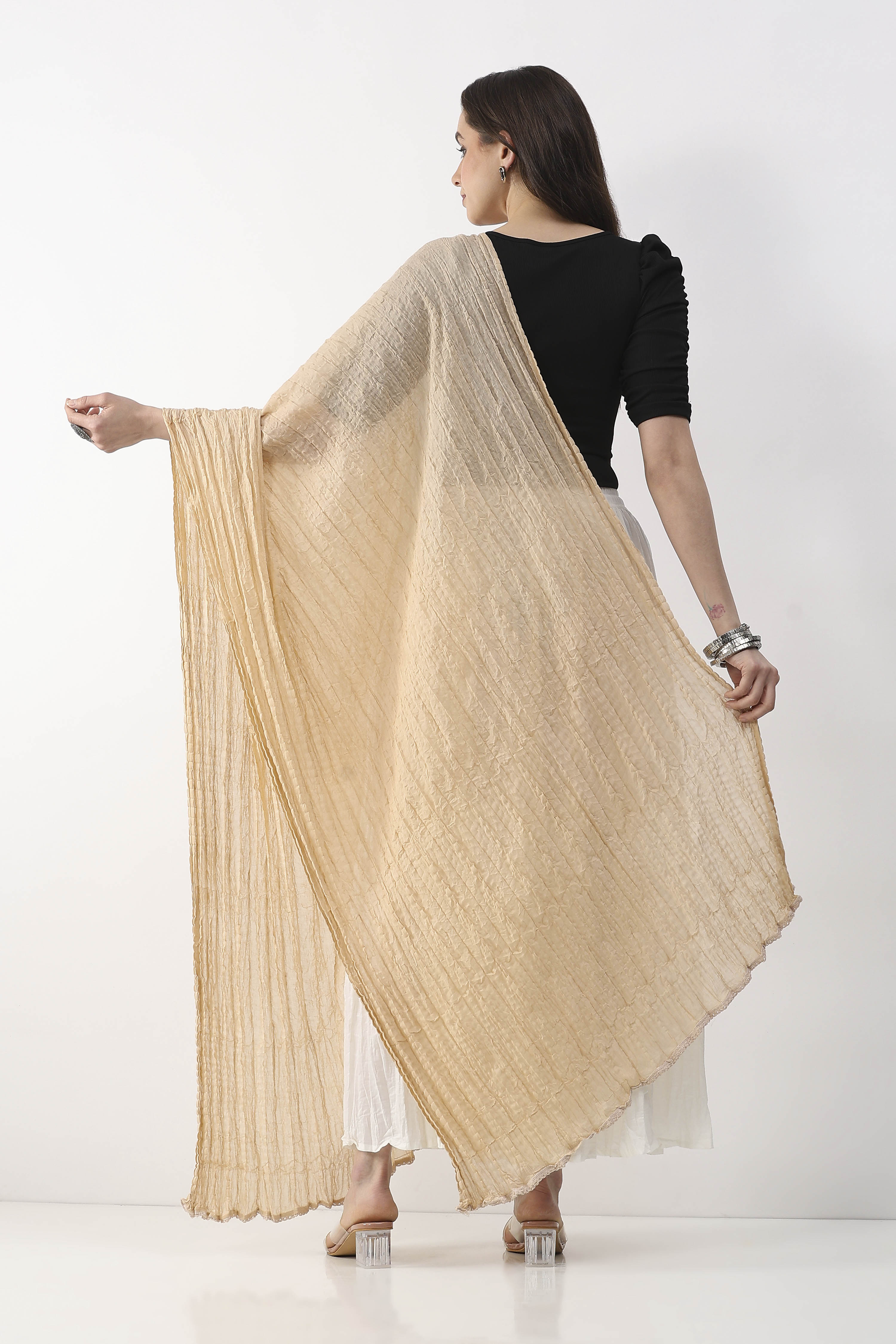 Beige Cotton Dupatta image number 2