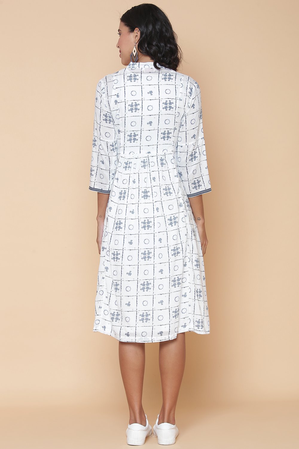 White Cotton Printed Dress image number 8