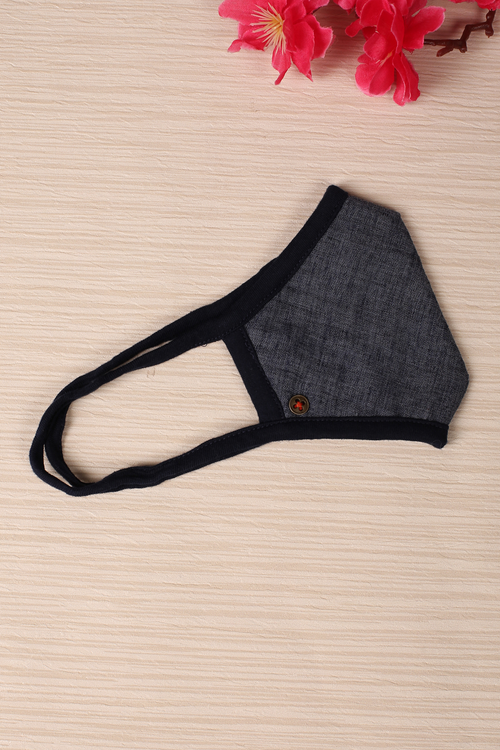 Denim Blue Cotton Yarndyed Face Mask image number 2