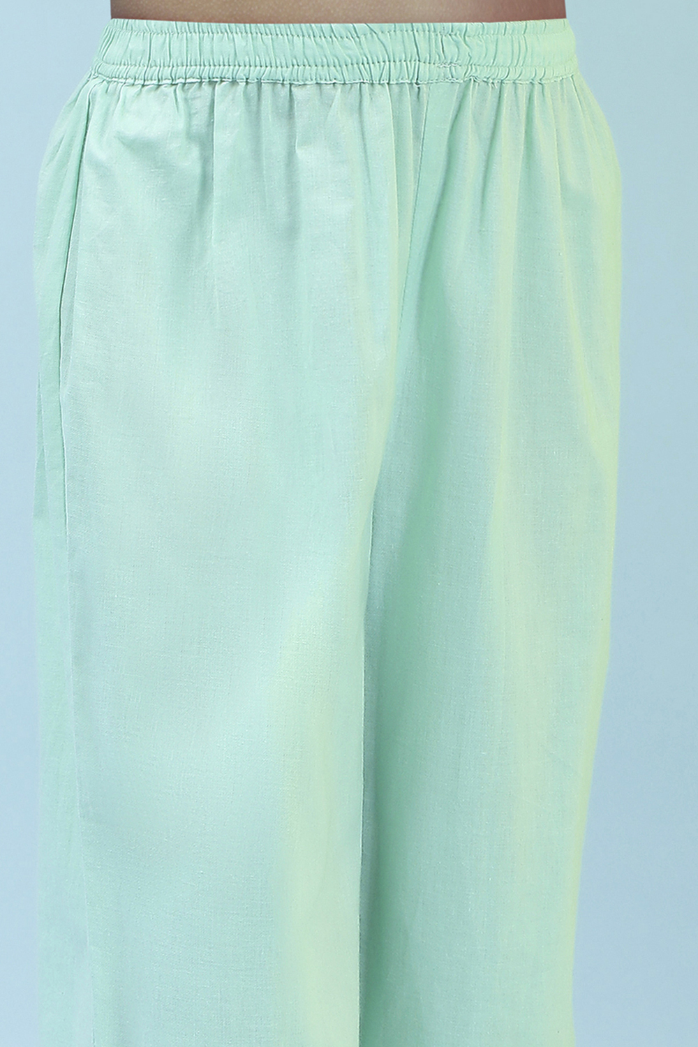 Turquoise Cotton Straight Suit Set image number 2