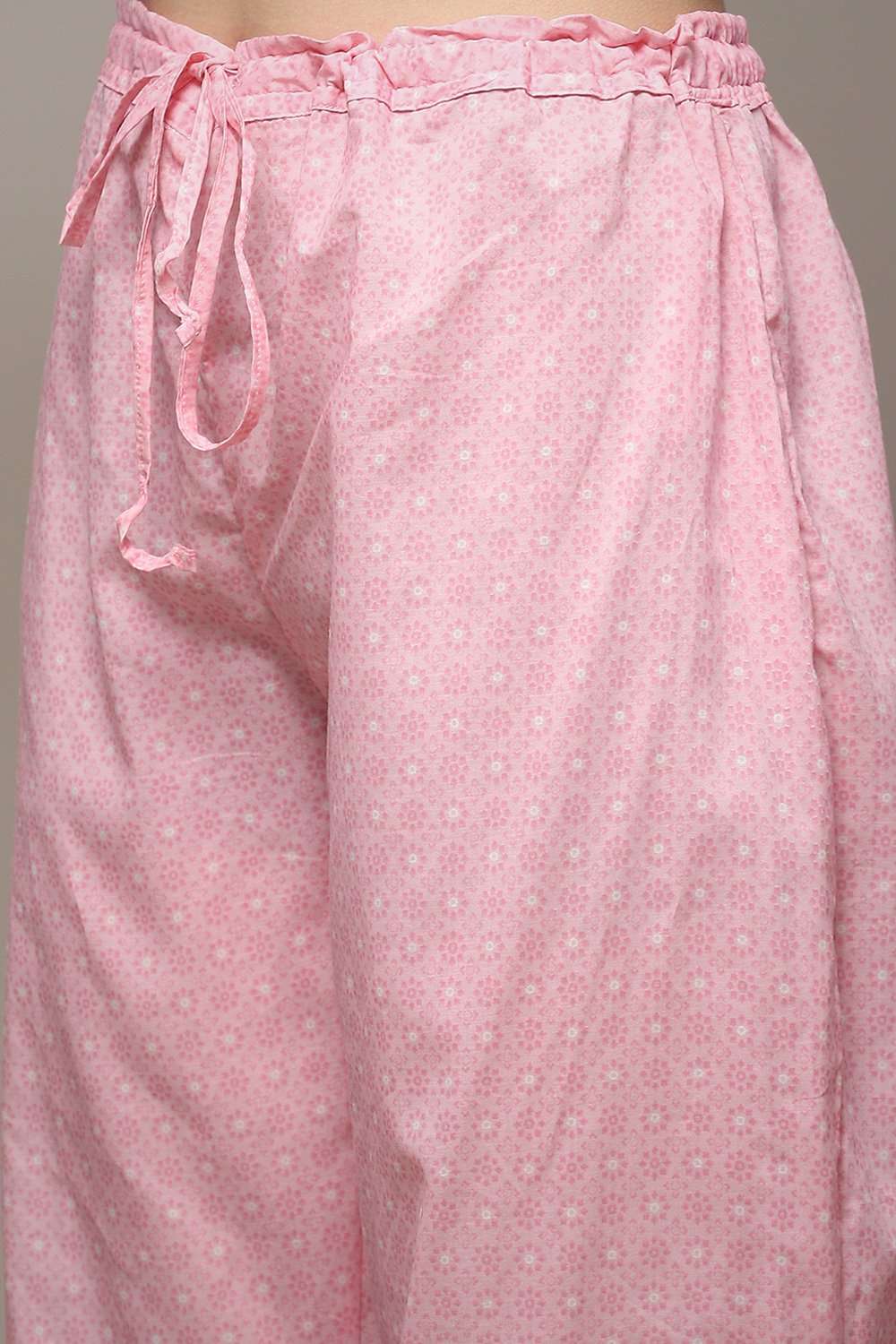 Powder Blue Cotton Straight Kurta Palazzo Suit Set image number 6