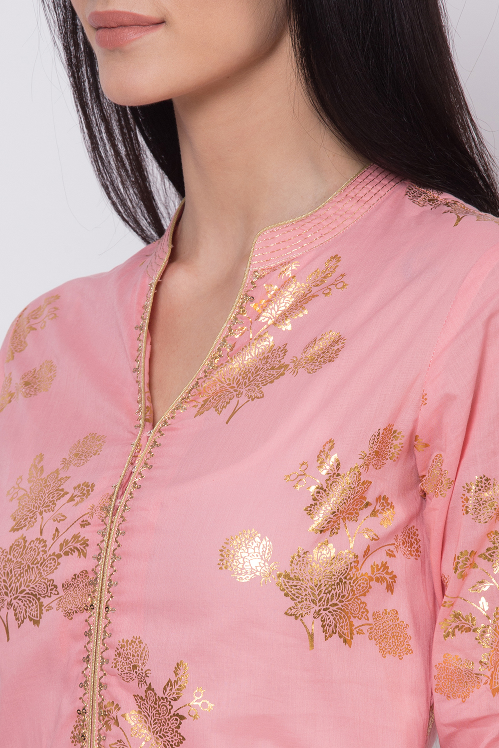 Peach Cotton Straight Kurta Palazzo Suit Set image number 1