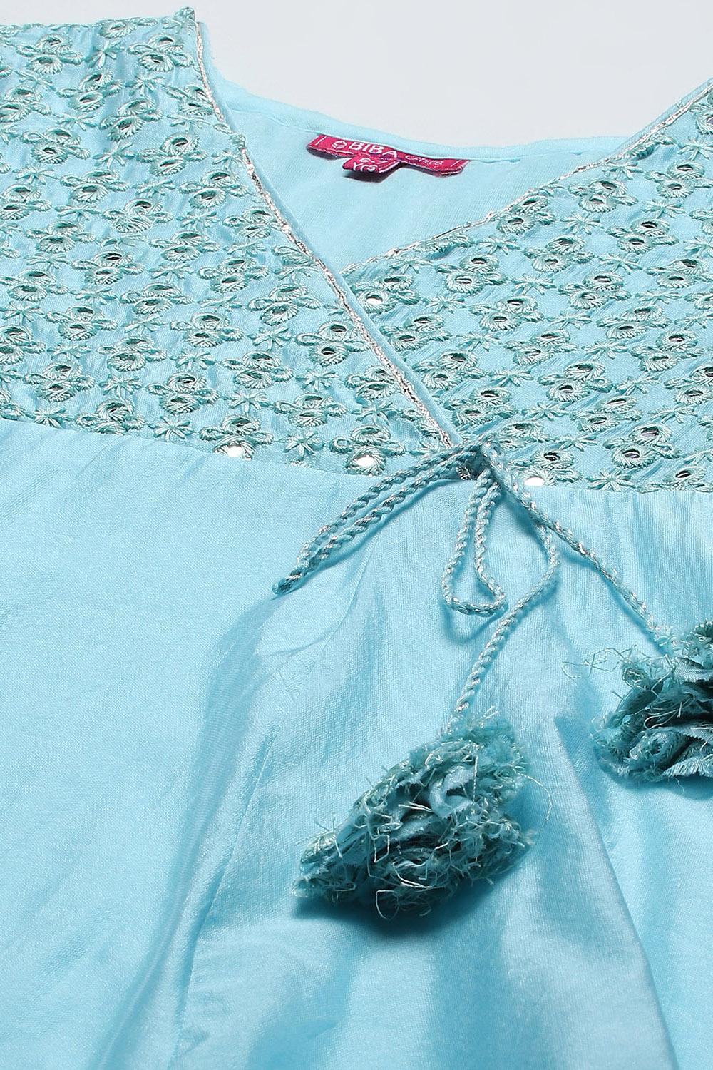 Sky Blue Polyester Gathered Set image number 1