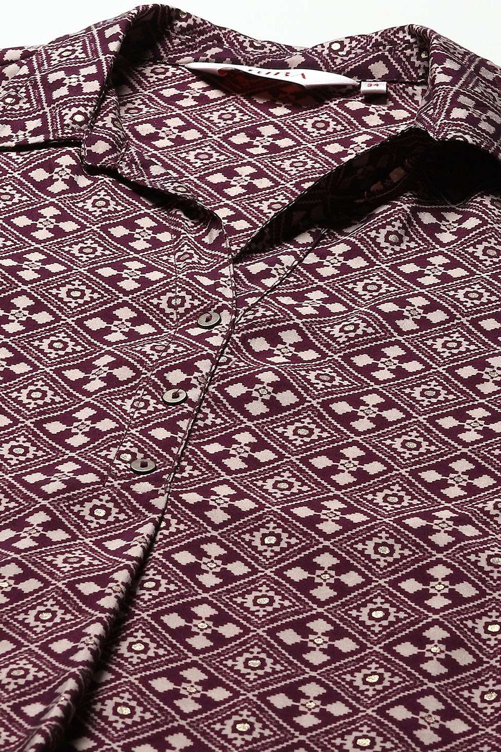 Pink & Purple Poly Viscose Straight Printed 2 Piece Set image number 1