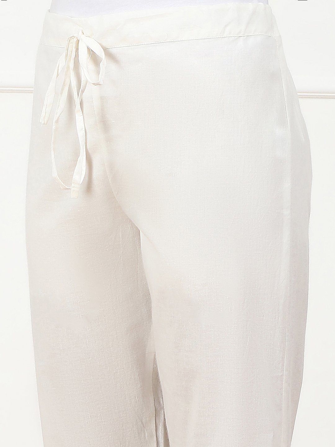 Off White Cotton Regular Pants image number 1