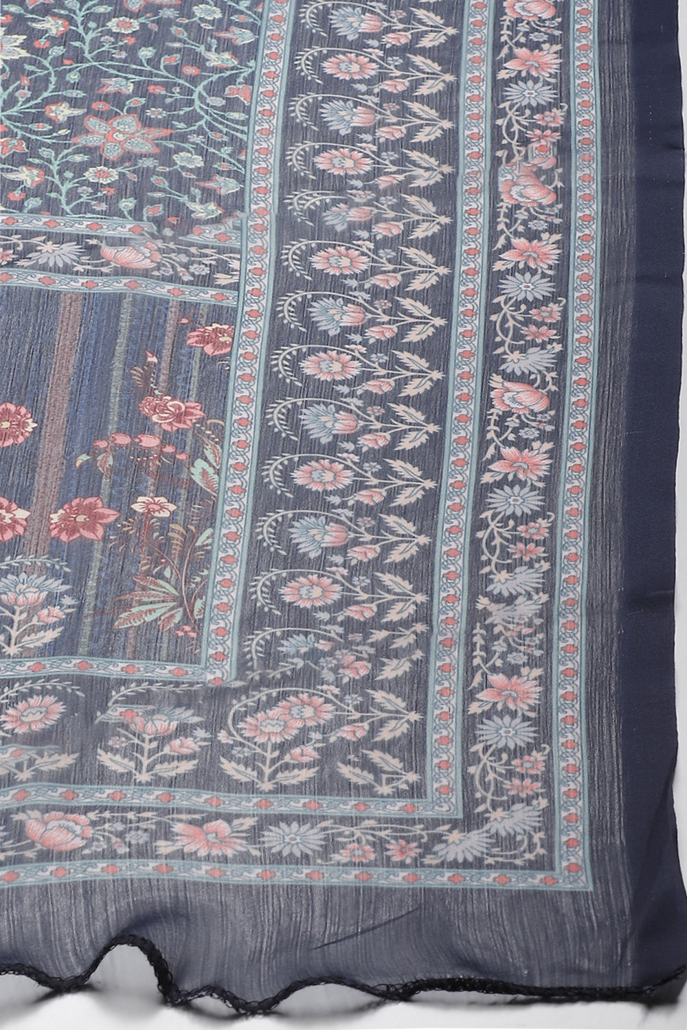 Blue Poly Spun Digital Print Unstitched Suit Set image number 2