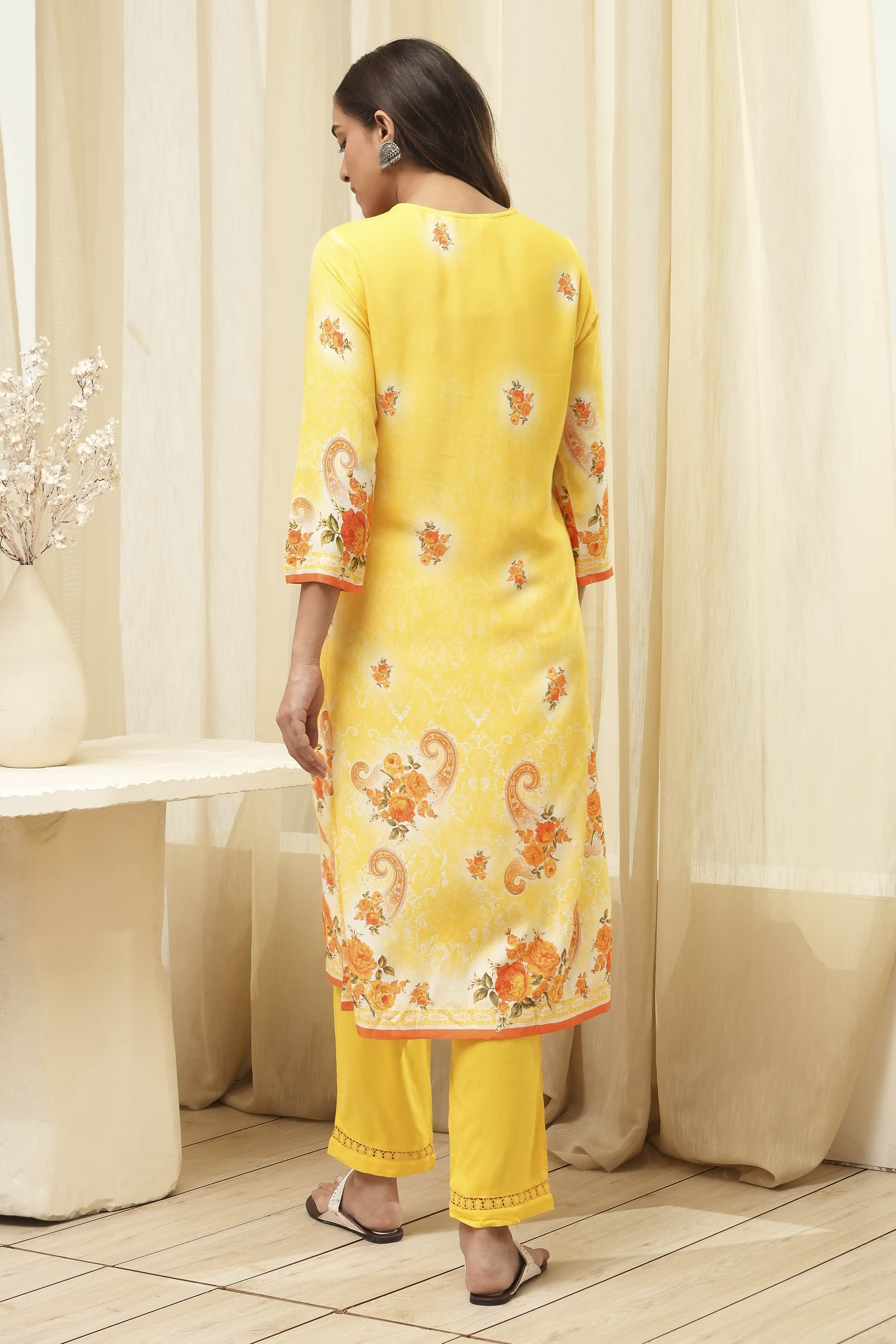 Light Blue Rayon Straight Kurta Regular Pants Suit Set image number 4