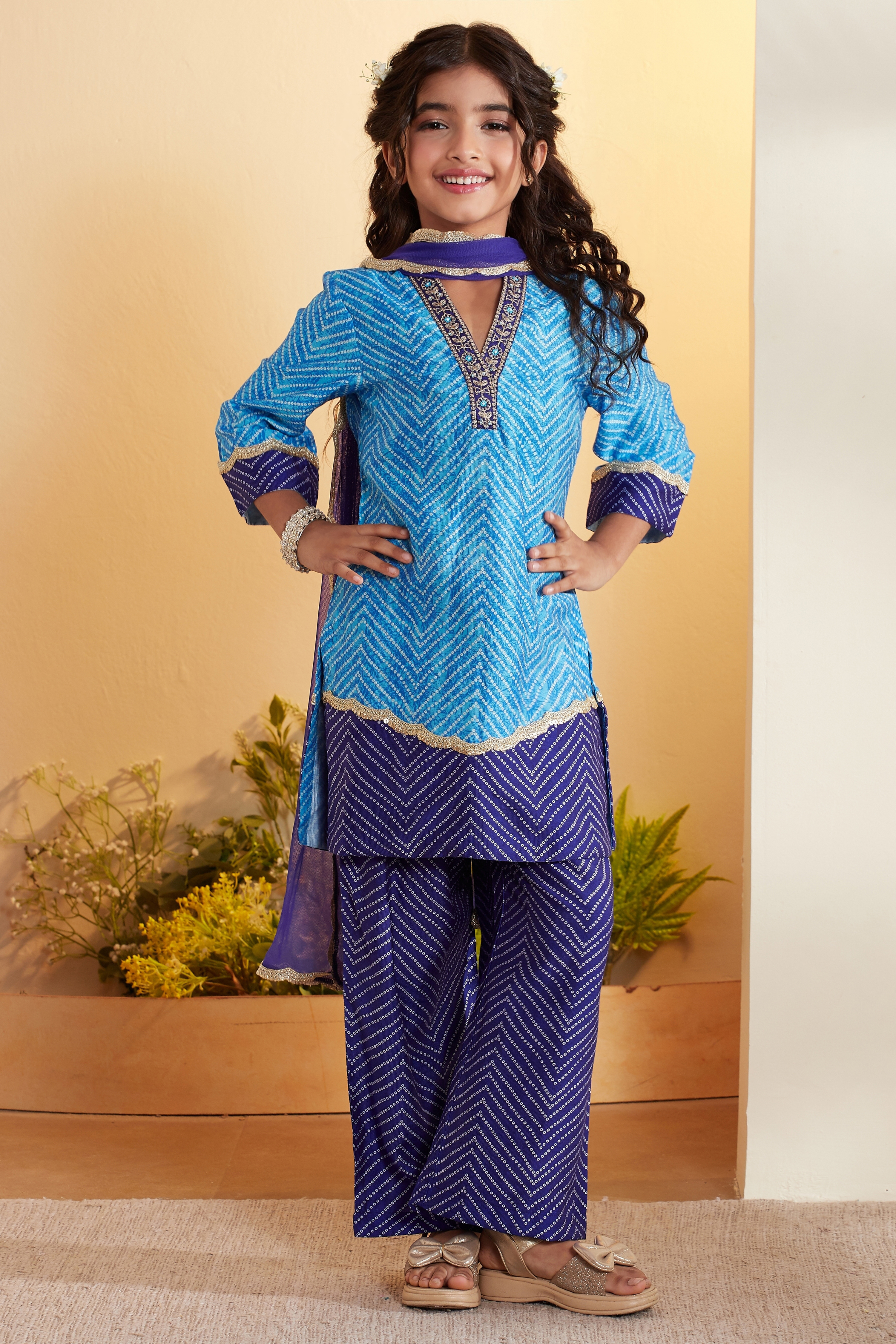 Blue Viscose Rayon Straight Suit Set image number 0