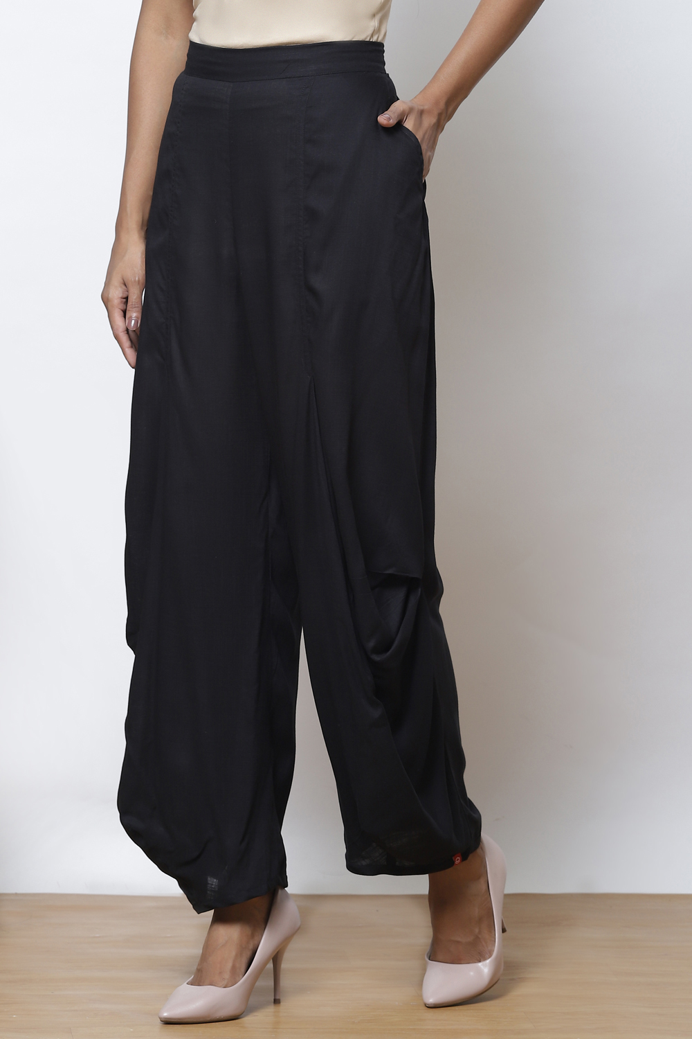 Black LIVA Dhoti Pants image number 2