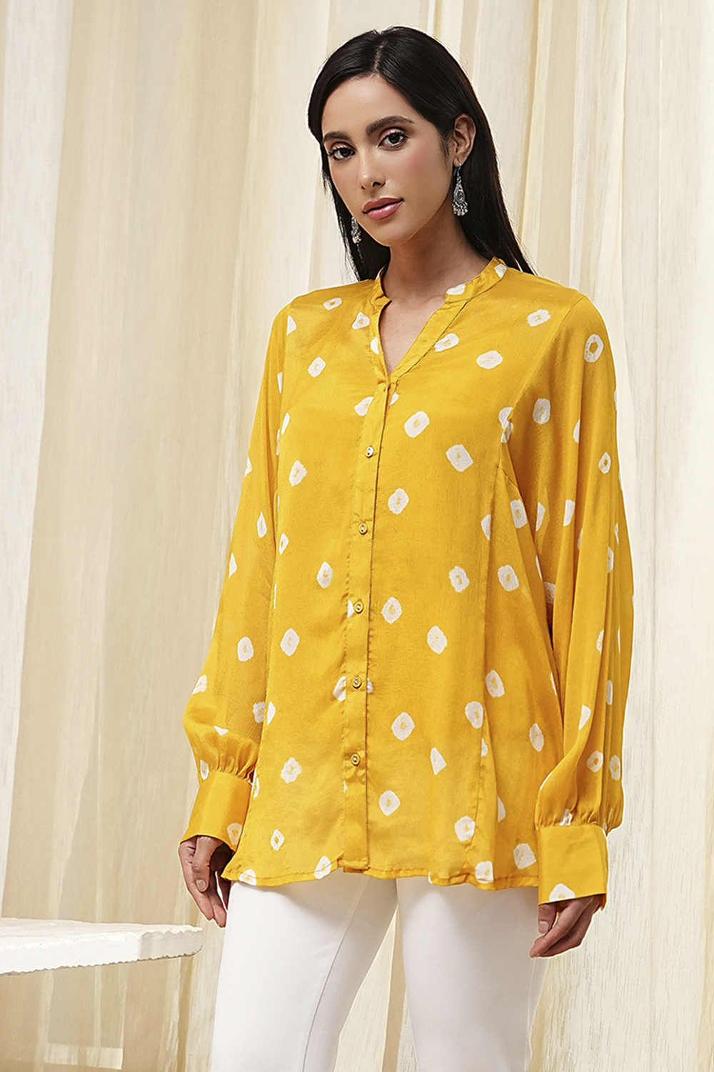 Blue Viscose Rayon Straight Shirt image number 5