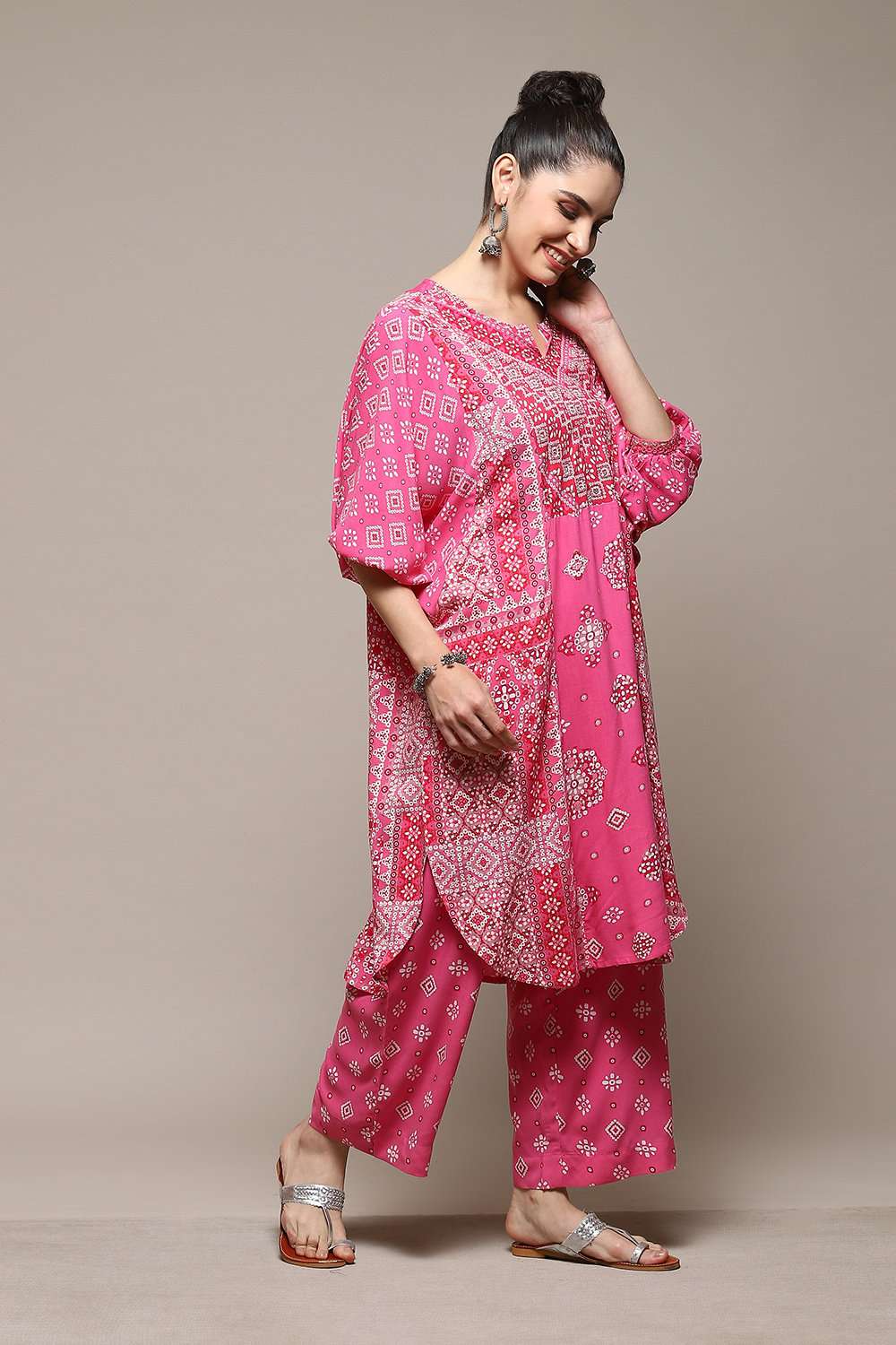 Fuchsia LIVA Straight Printed 2 Piece Set image number 5