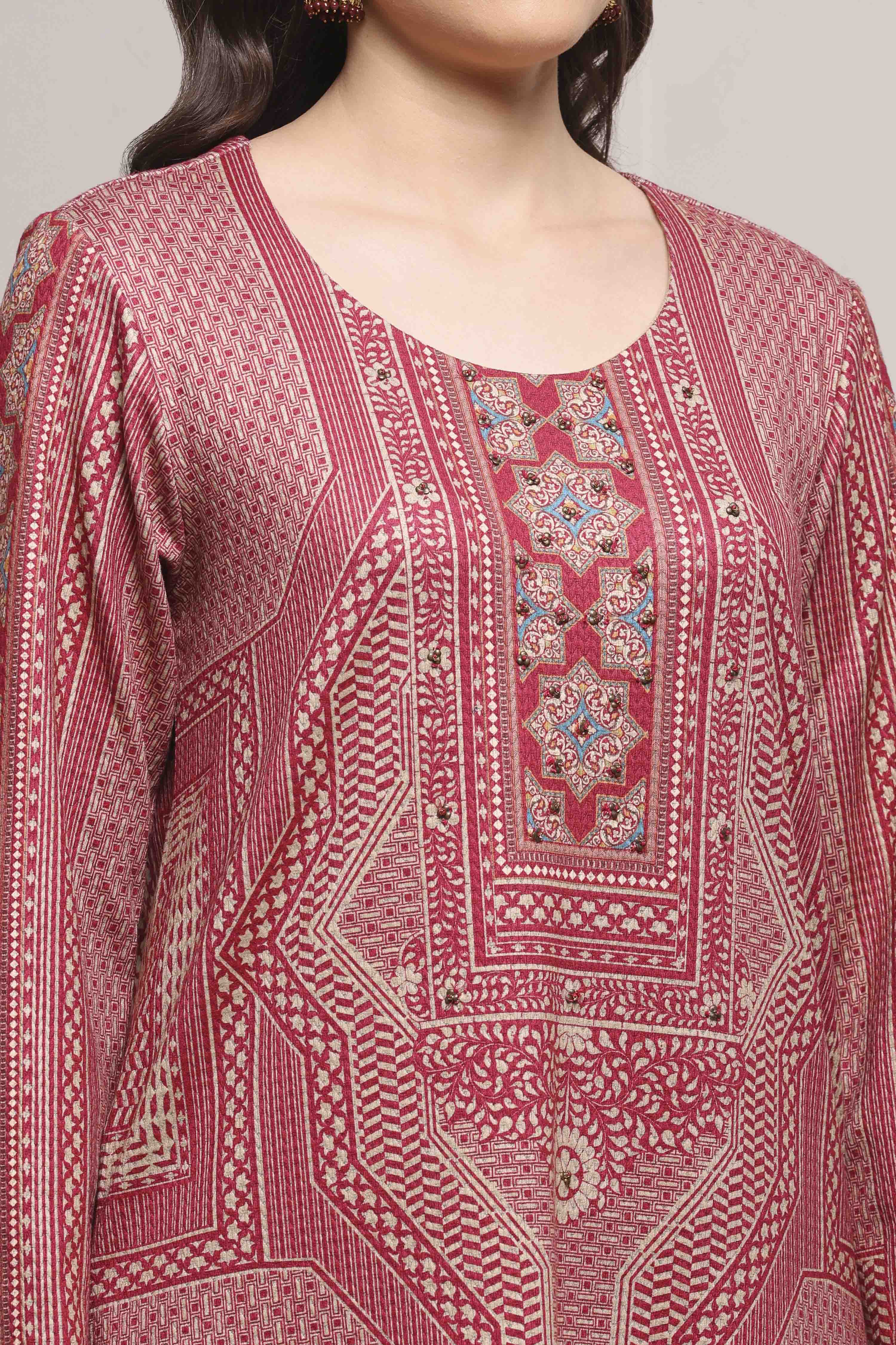 Blue Polyester Straight Printed Kurta Pants Set image number 1