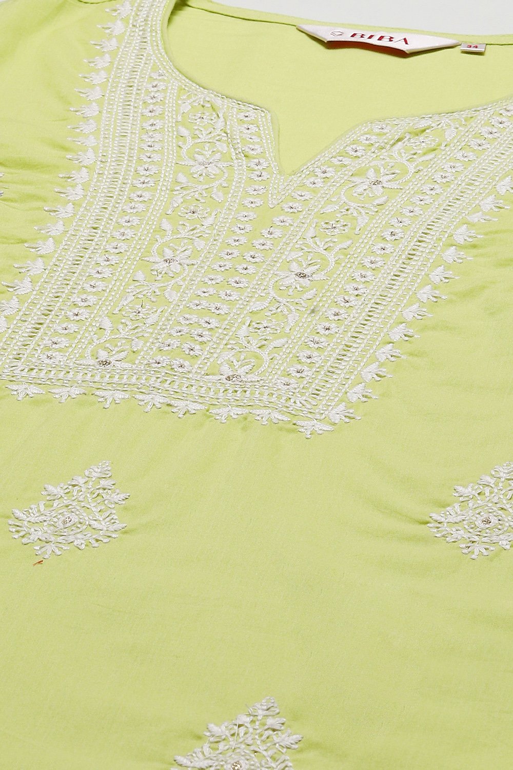 Yellow Cotton Straight Embroidered Kurta image number 1