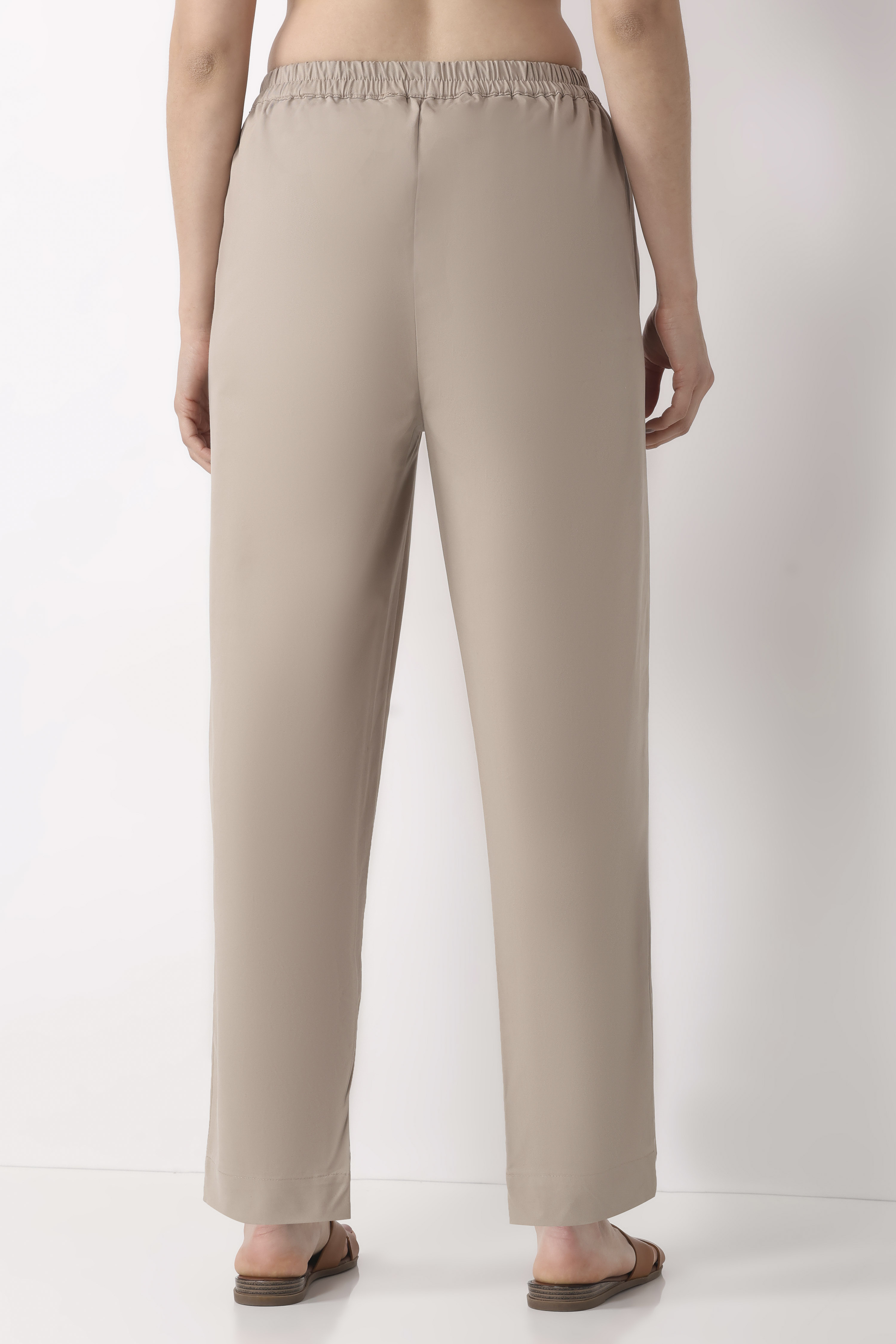 Off White Cotton Narrow Pants image number 5