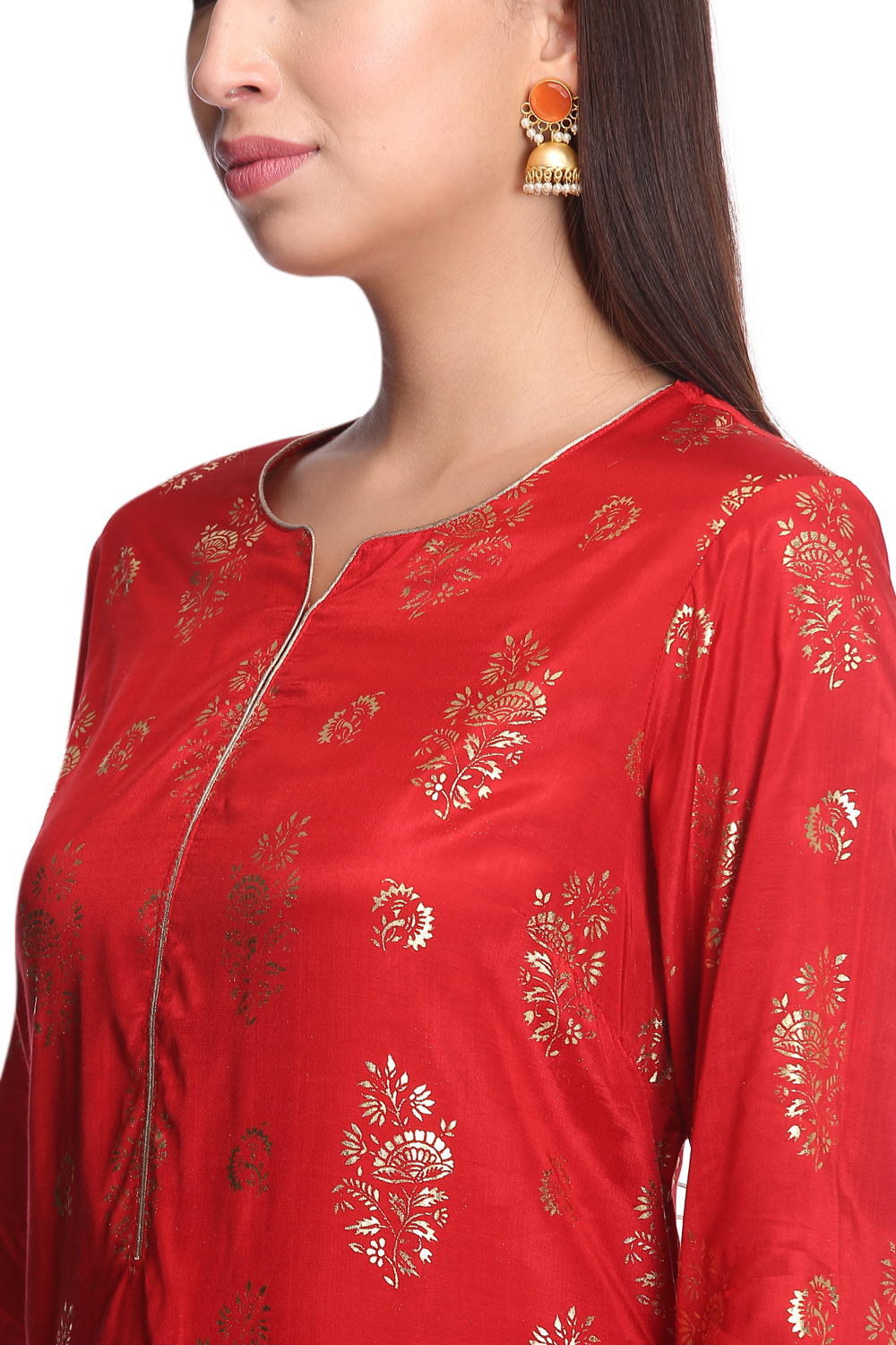 Fuchsia Viscose Straight Printed Kurta image number 1