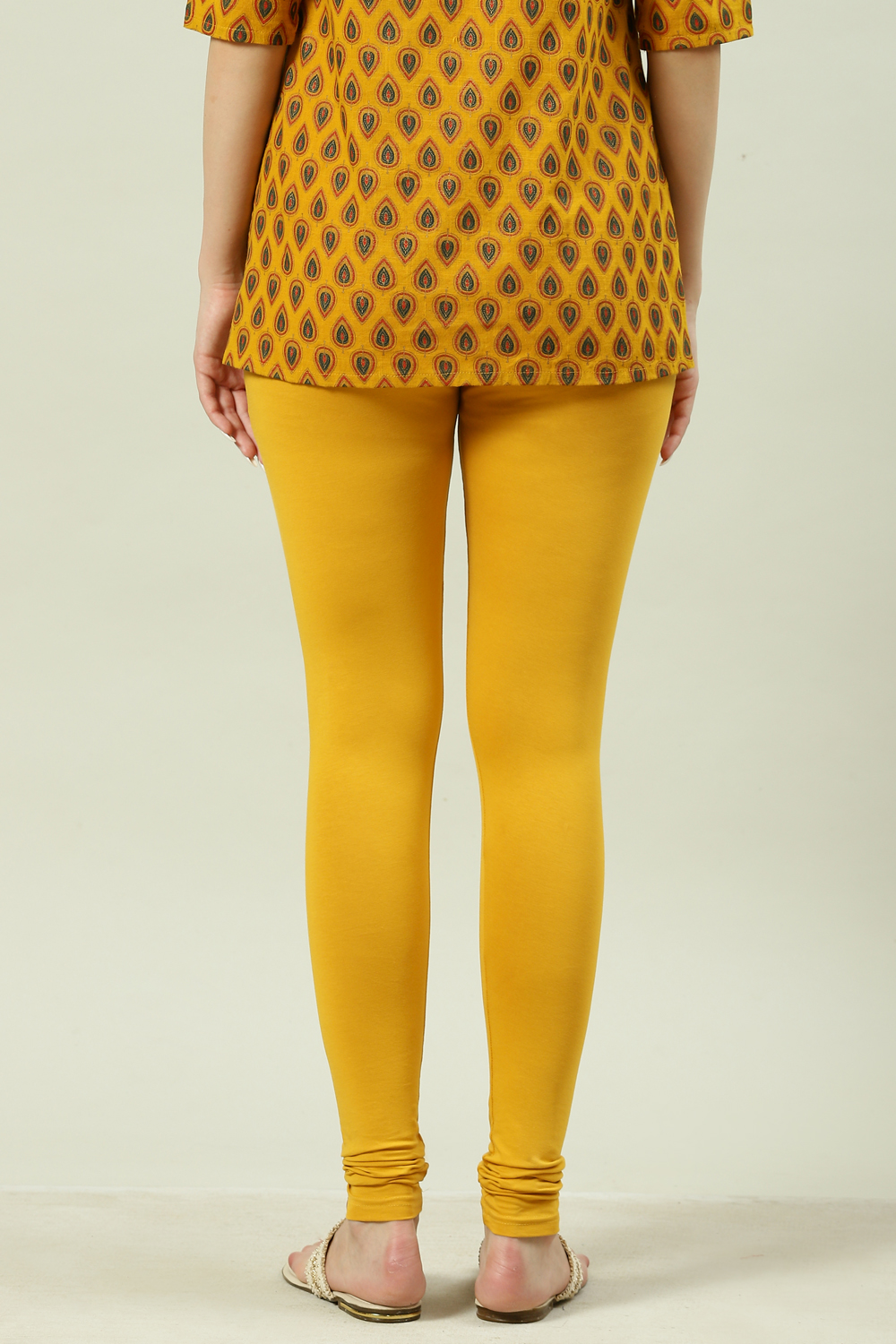 Camel Cotton Blend Solid Churidar image number 4