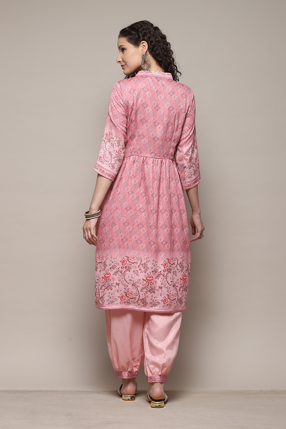 Peach Cotton Digital Print Unstitched Suit Set image number 5