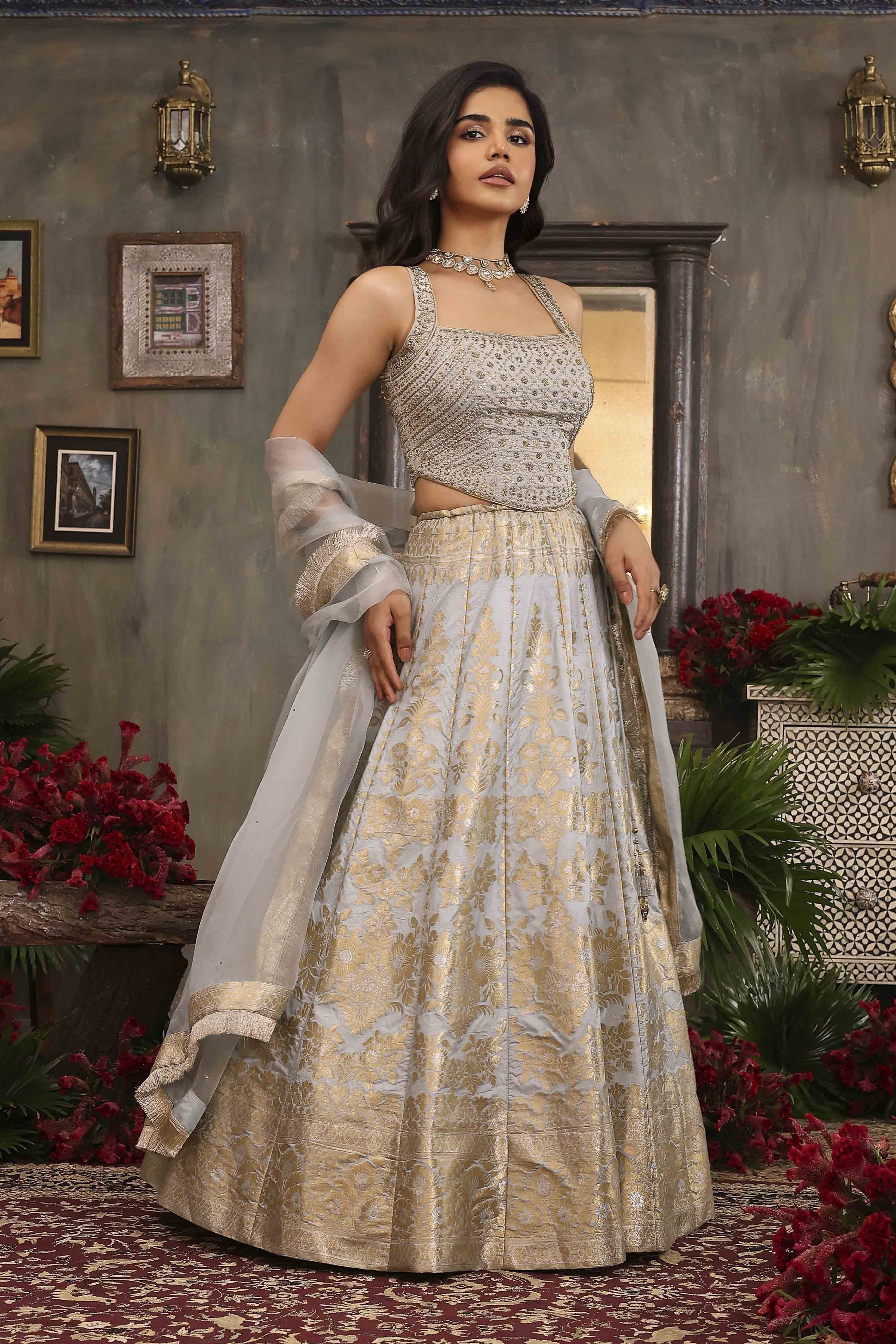 Fuchsia Cotton Kalidar Dyed Lehenga Set image number 5