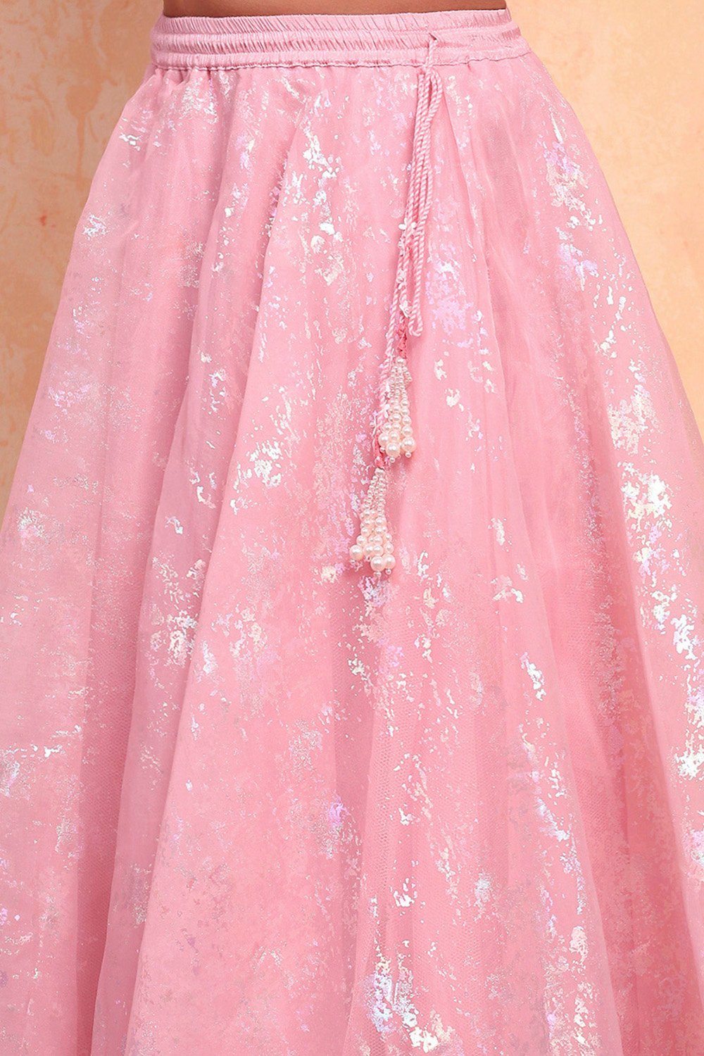 Pastel Pink Shantoon Blouse Lehenga Set image number 2