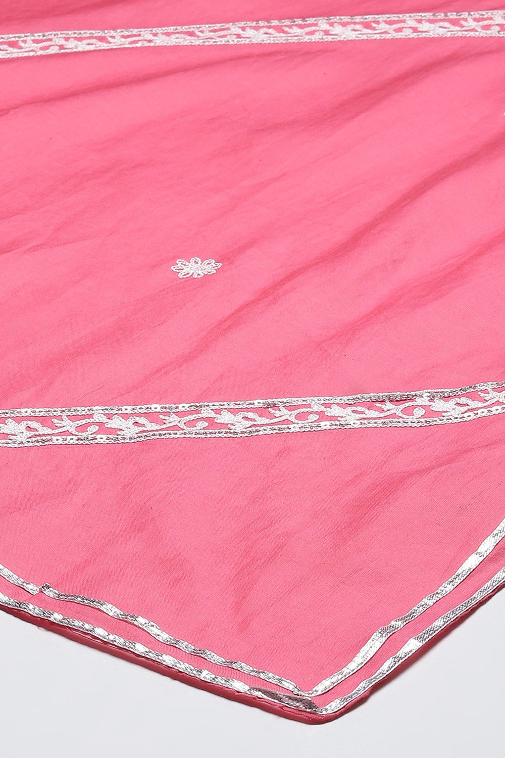 Bright Pink Cotton Blend Layered Kurta Salwar Suit Set image number 4