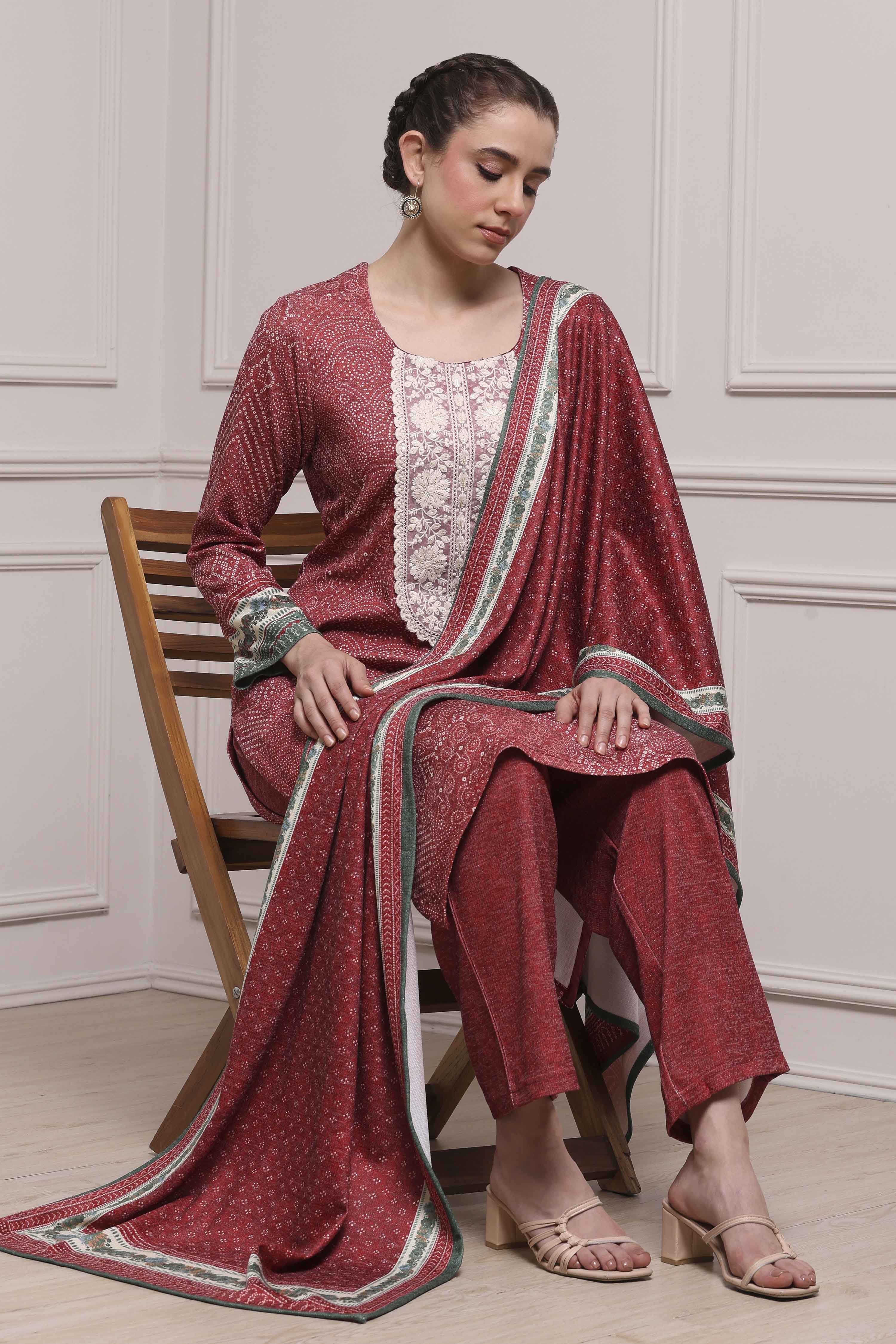 Black Blended Straight Printed Suit Set image number 0