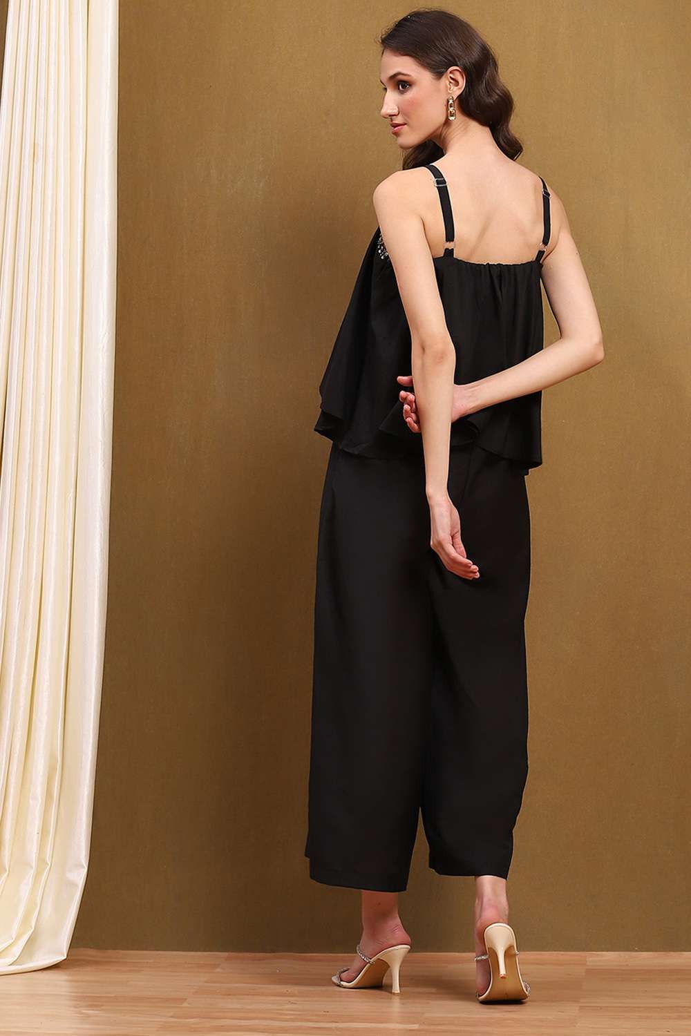 Black polyester jumpsuit shop