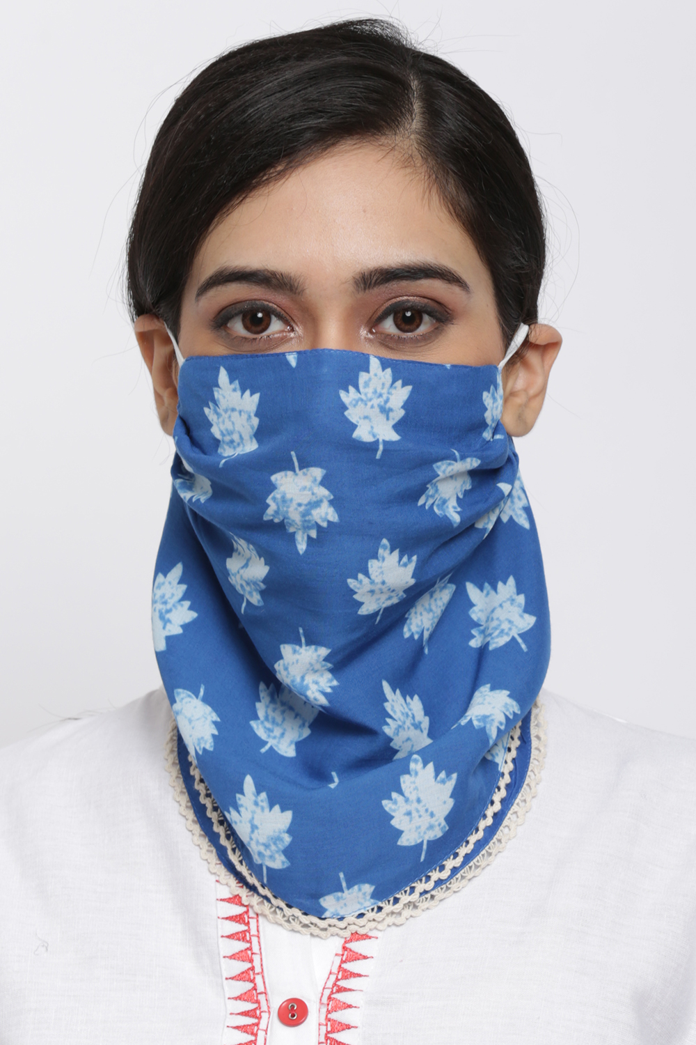 Blue Modal Printed Face Mask image number 0