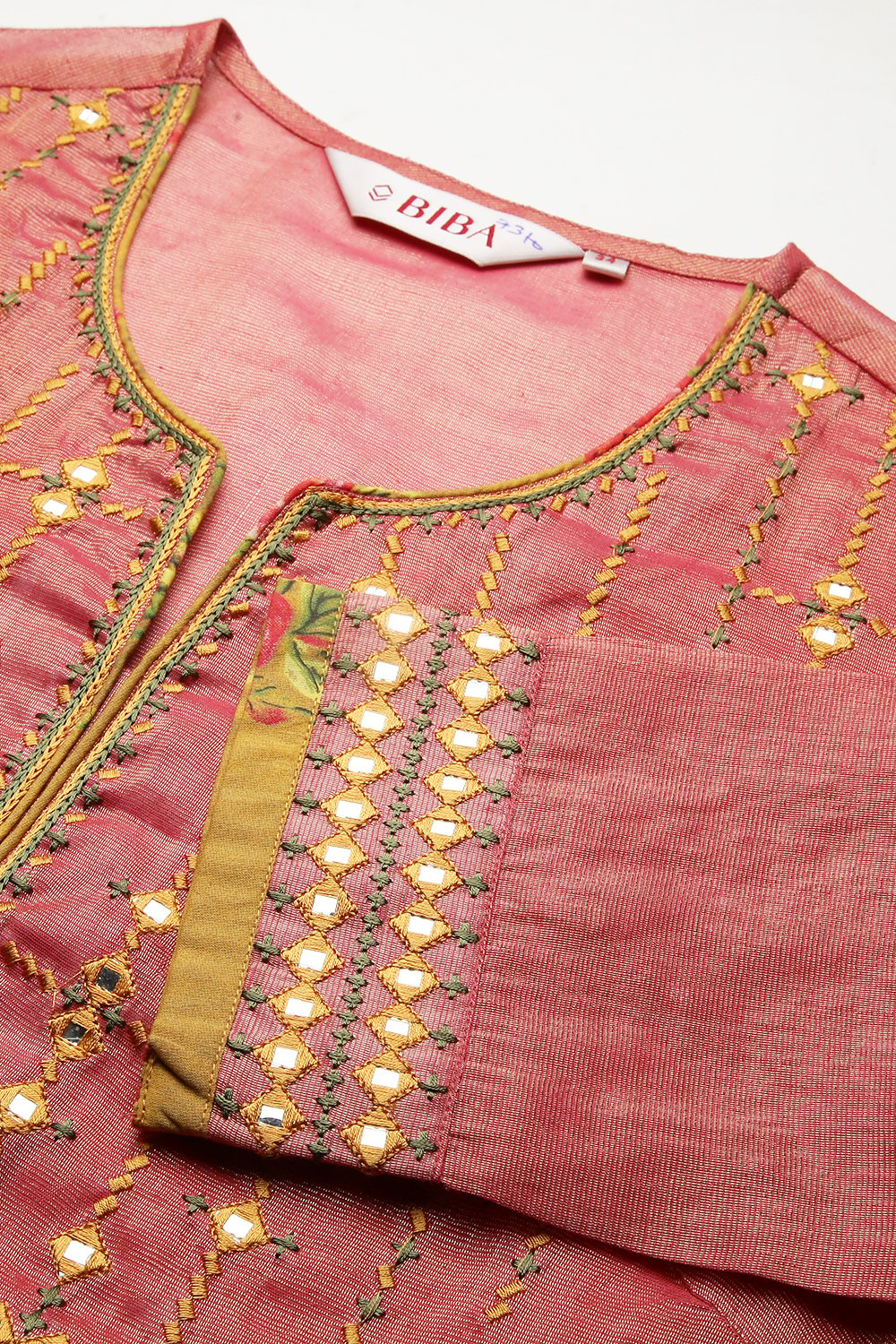 Pink Metallic Cotton Double Layered  Kurta Churidar Suit Set image number 1