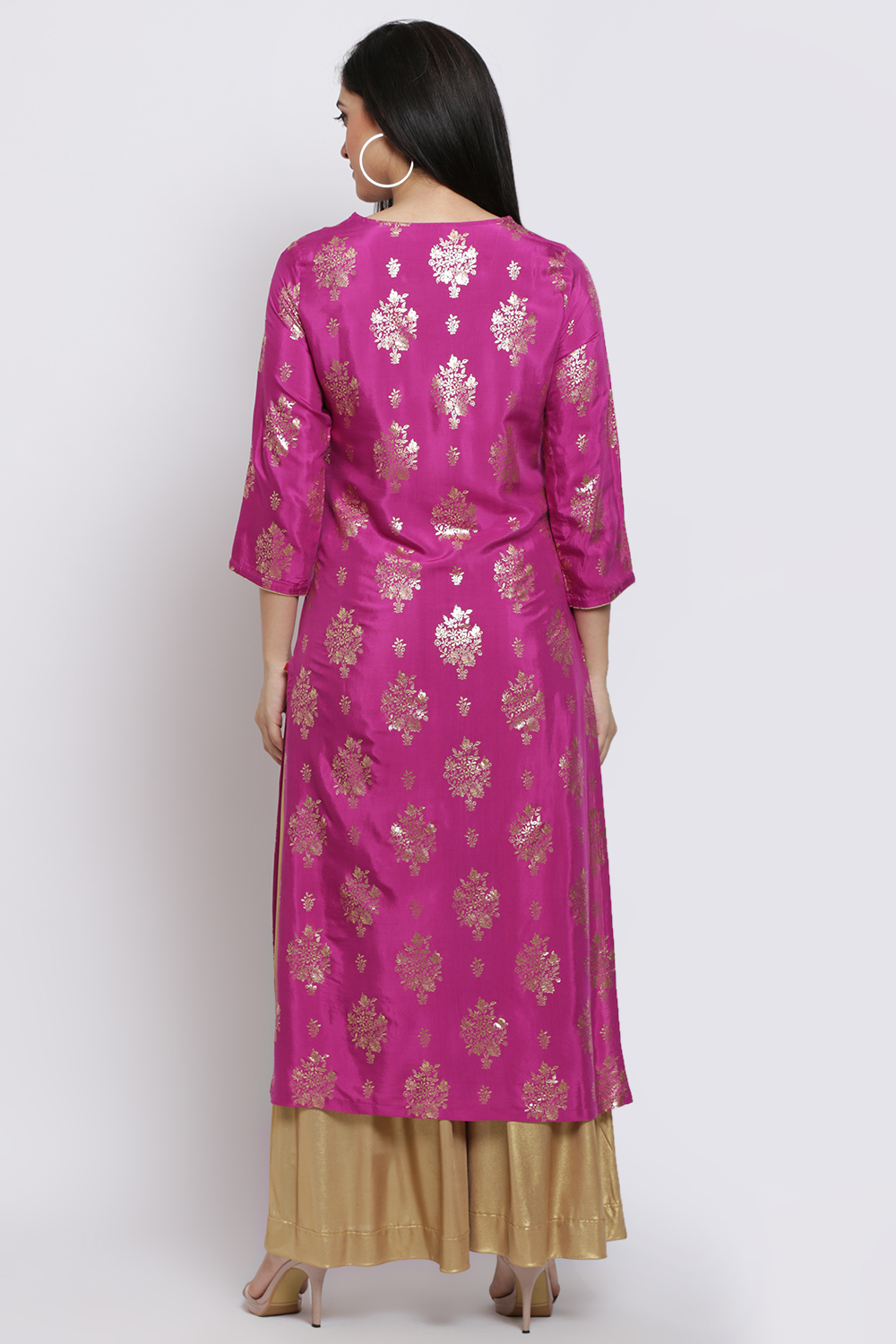 Magenta Viscose Straight Printed Kurta image number 5