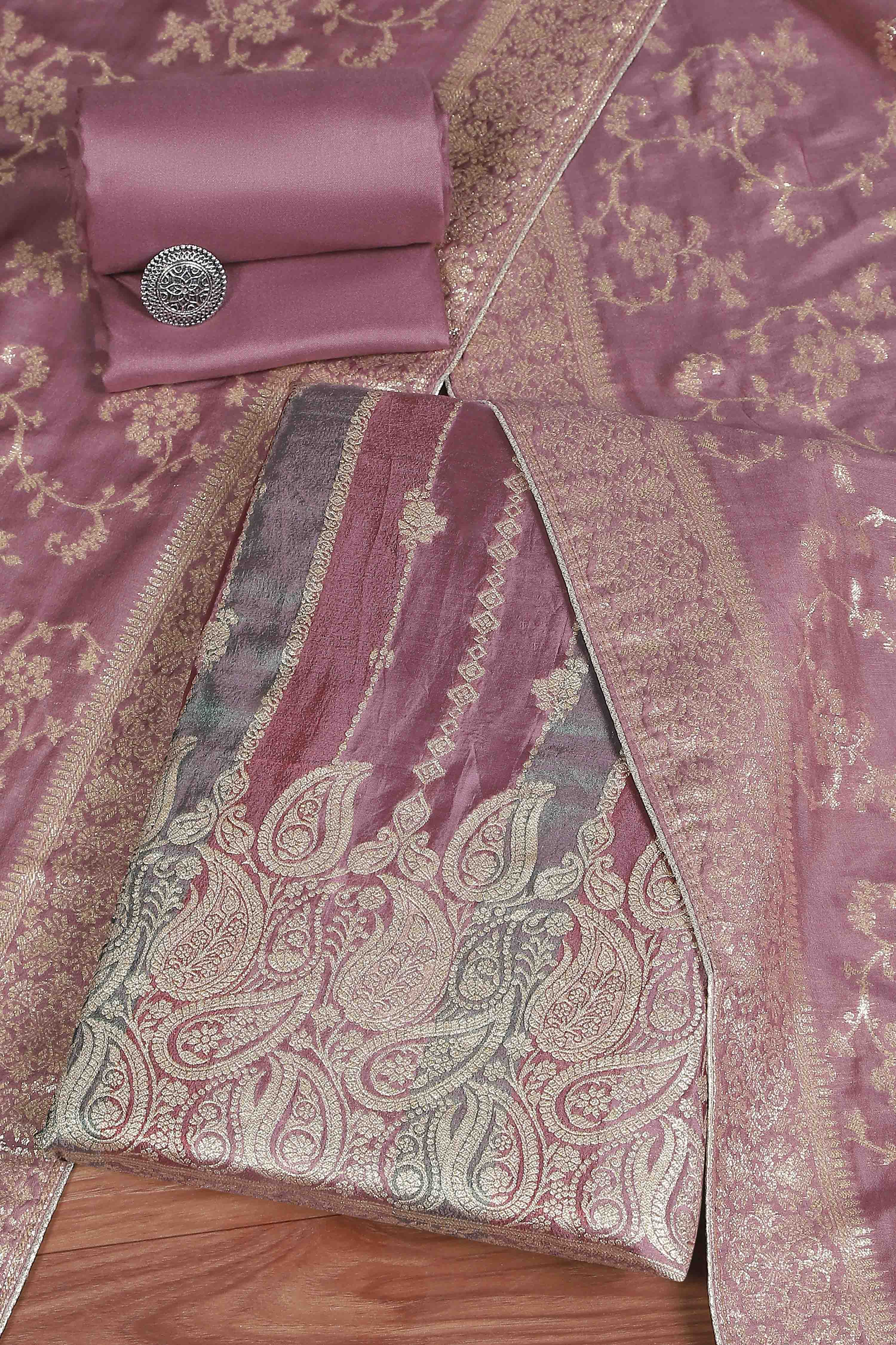 Purple  Unstitched Suit Set image number 0