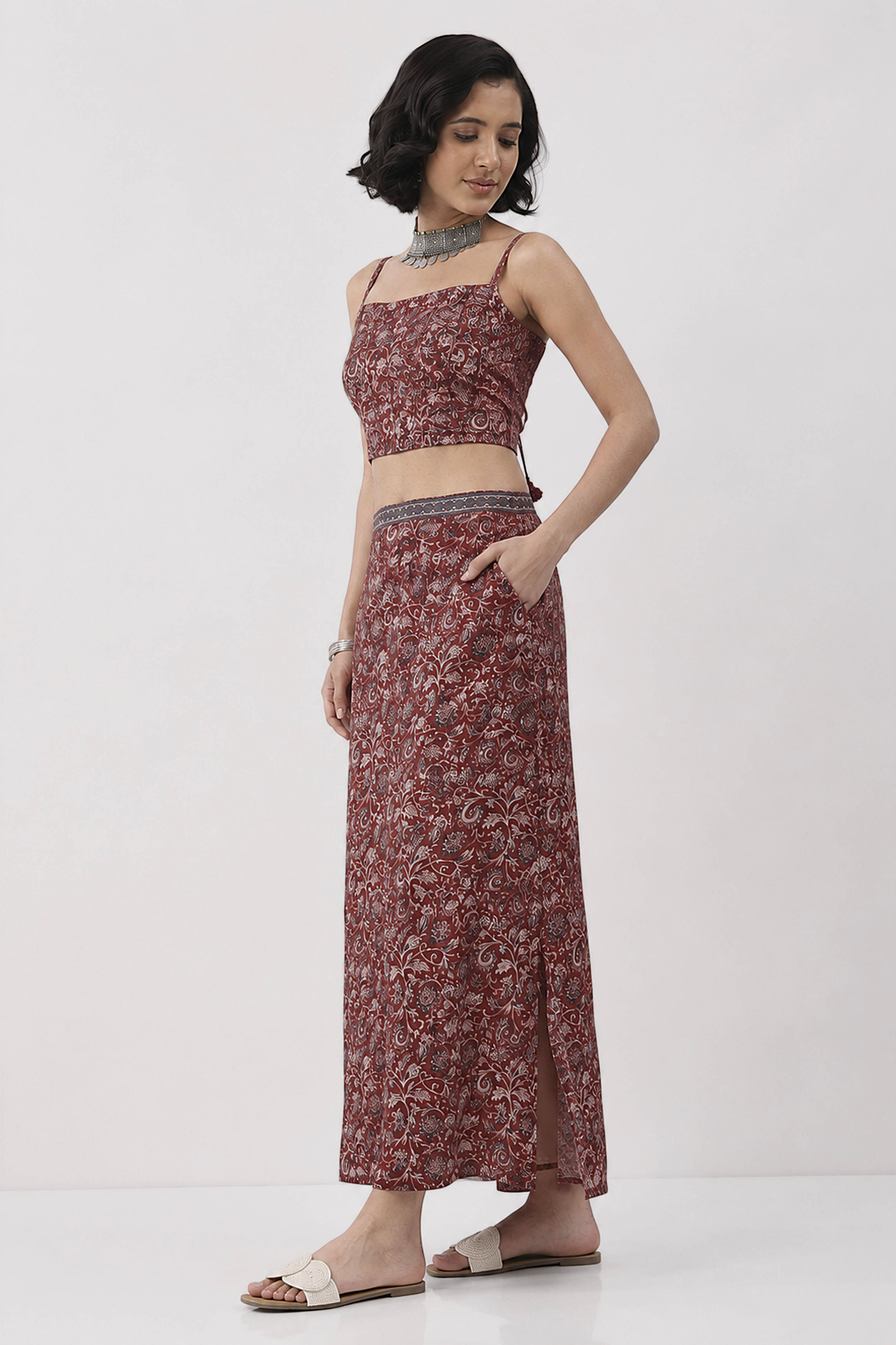 Blue Cotton Printed Skirt image number 5
