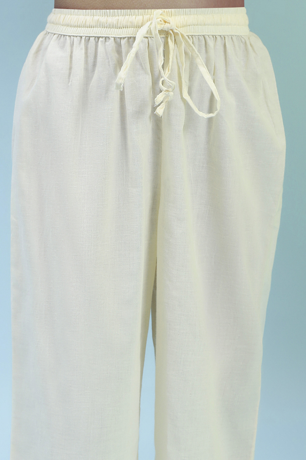 Cream Cotton Gathered Suit Set image number 2