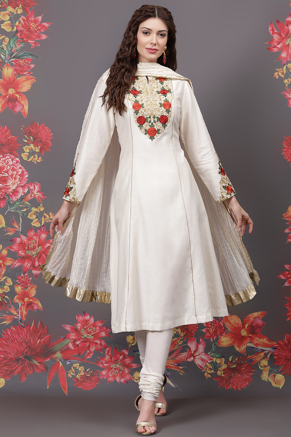 Rohit Bal Off White Cotton Silk Straight Yarndyed Suit Set image number 7