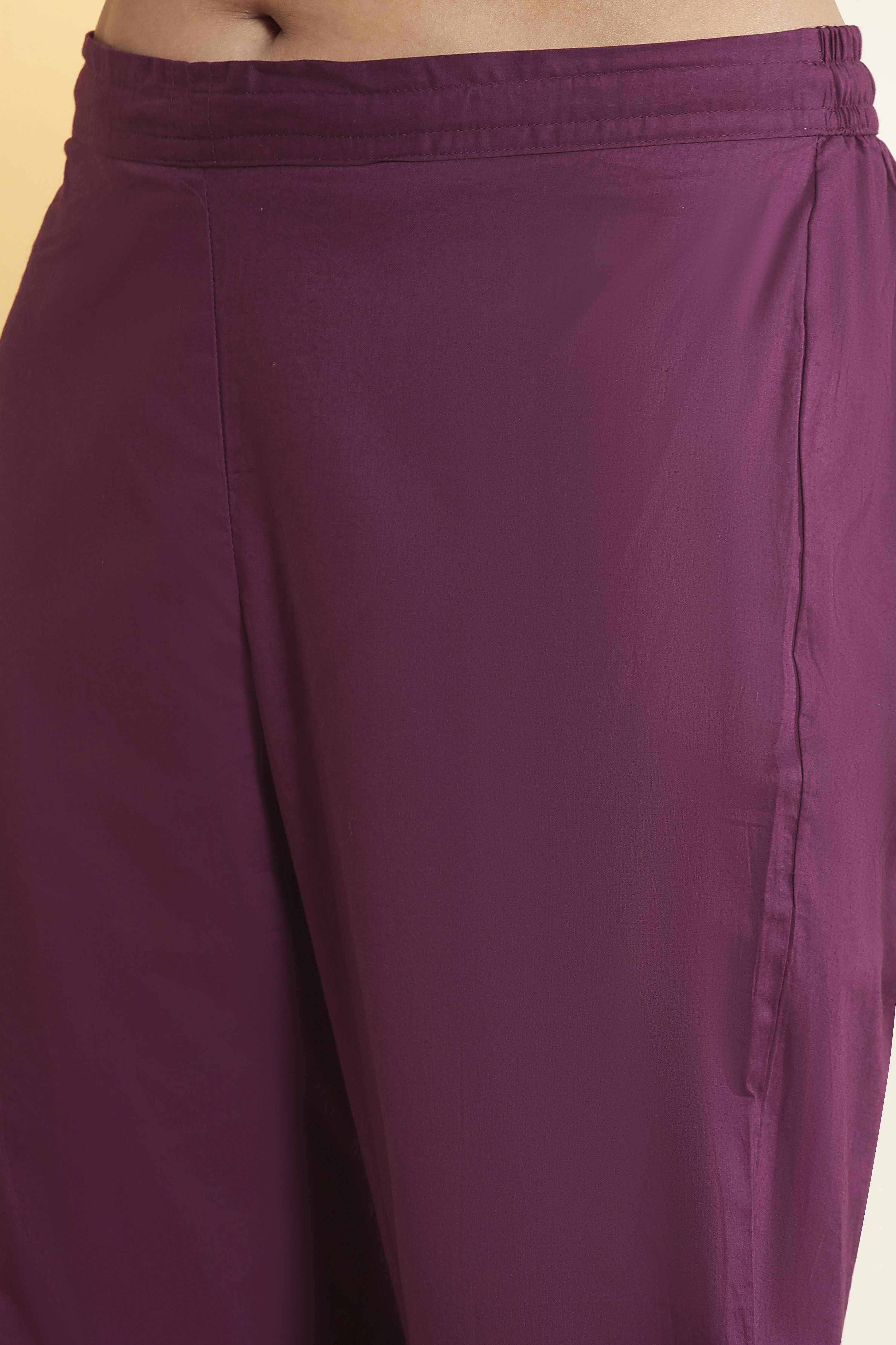 Purple Cotton Straight Suit Set image number 2