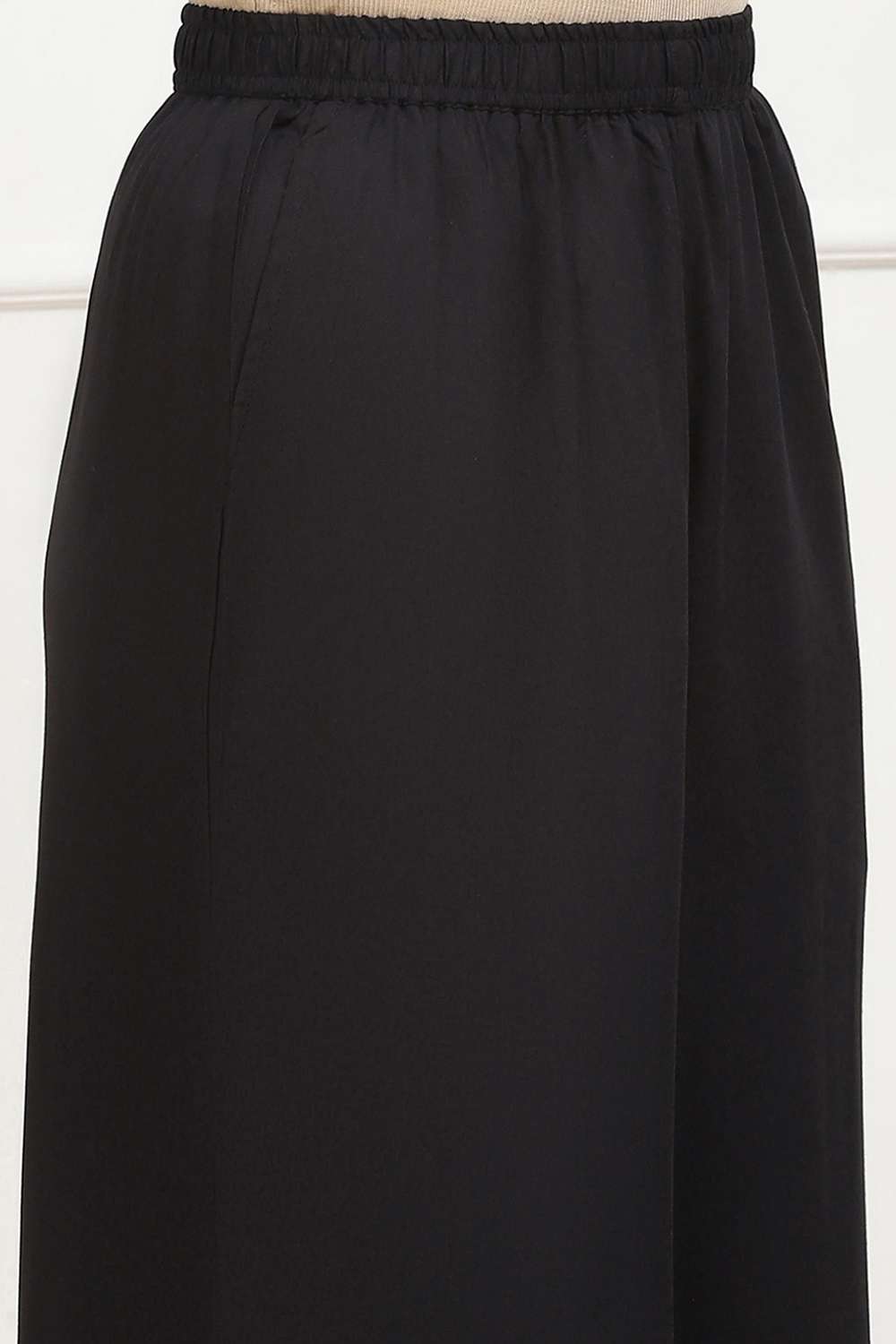 Navy Blue Viscose Solid Straight Palazzos image number 1
