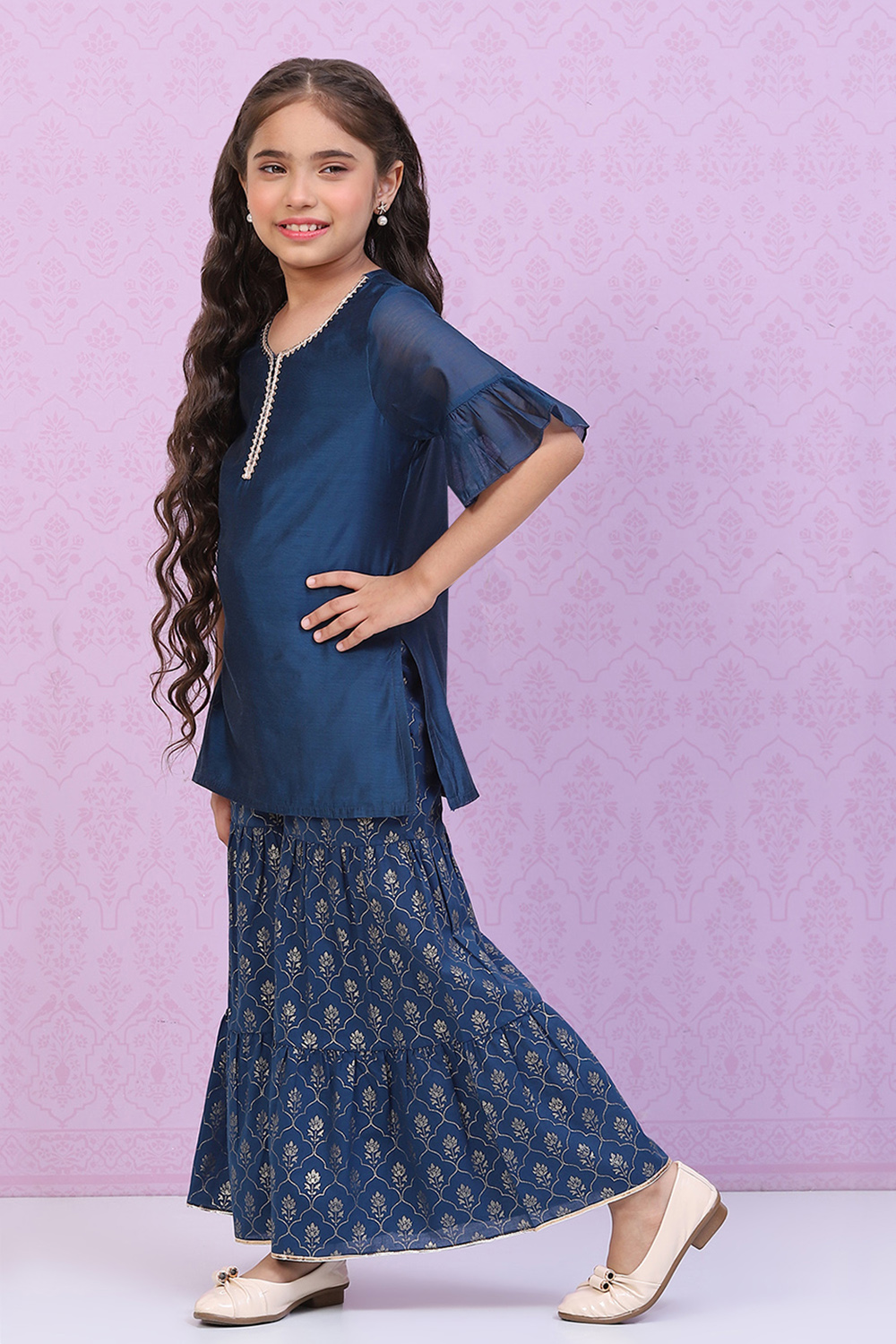 Blue Art Silk Straight Kurta Set image number 3