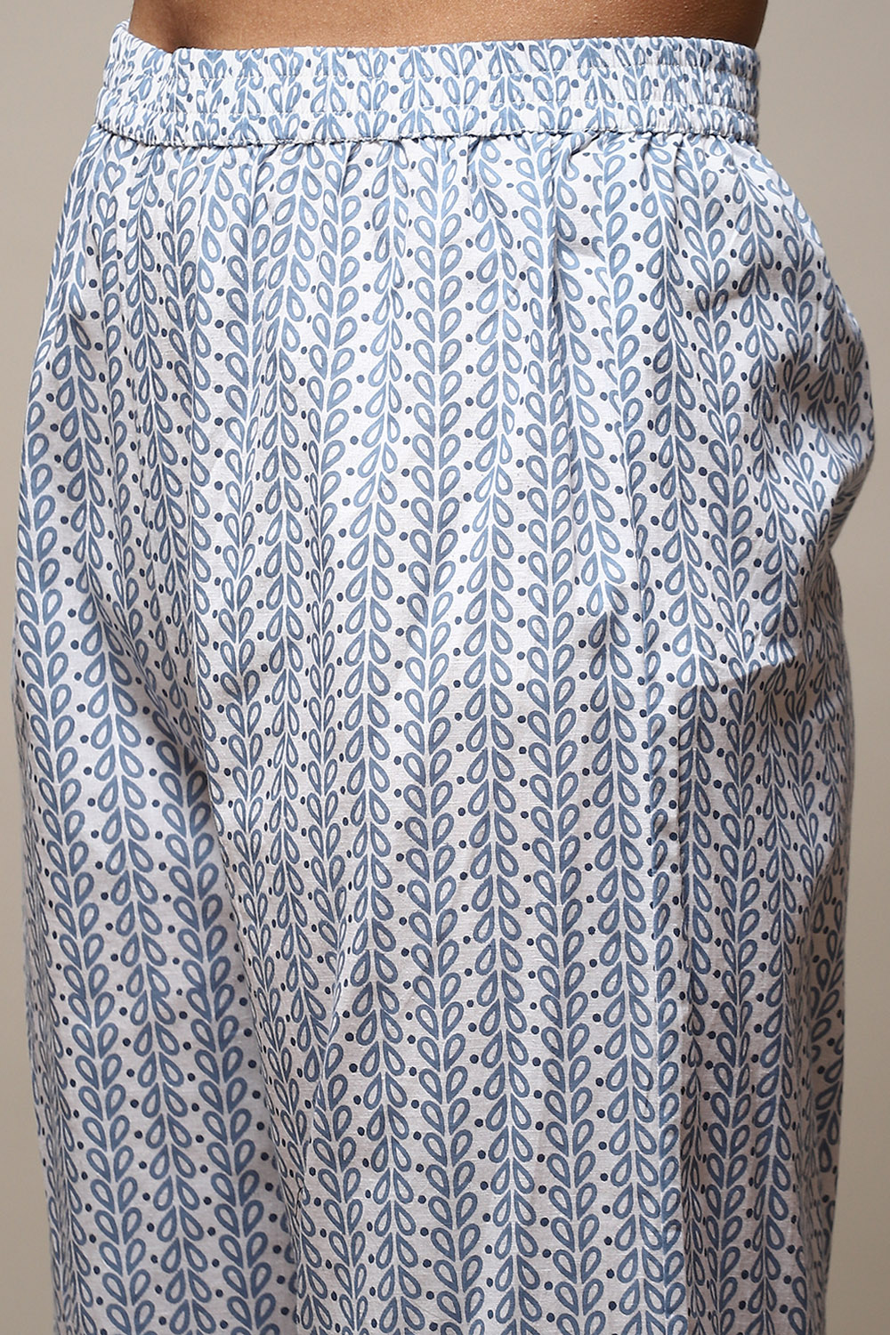 Indigo Cotton Hand Block Print Unstitched Suit Set image number 16
