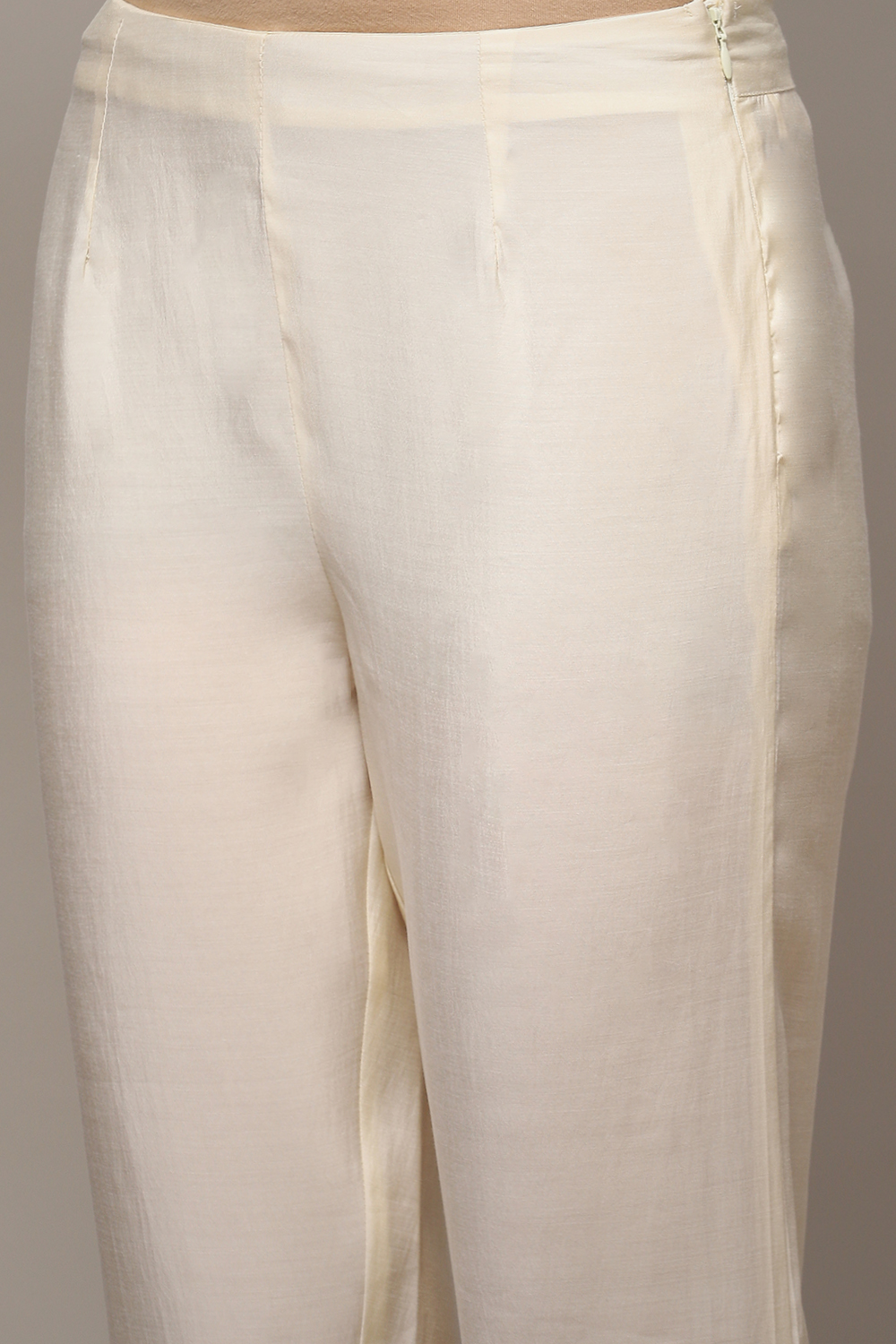 White Cotton Blend Slim Pant image number 1
