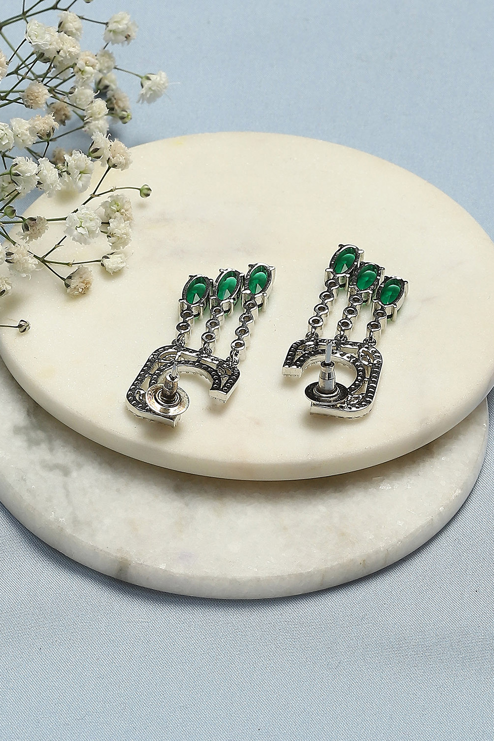 Green Brass Earrings image number 2