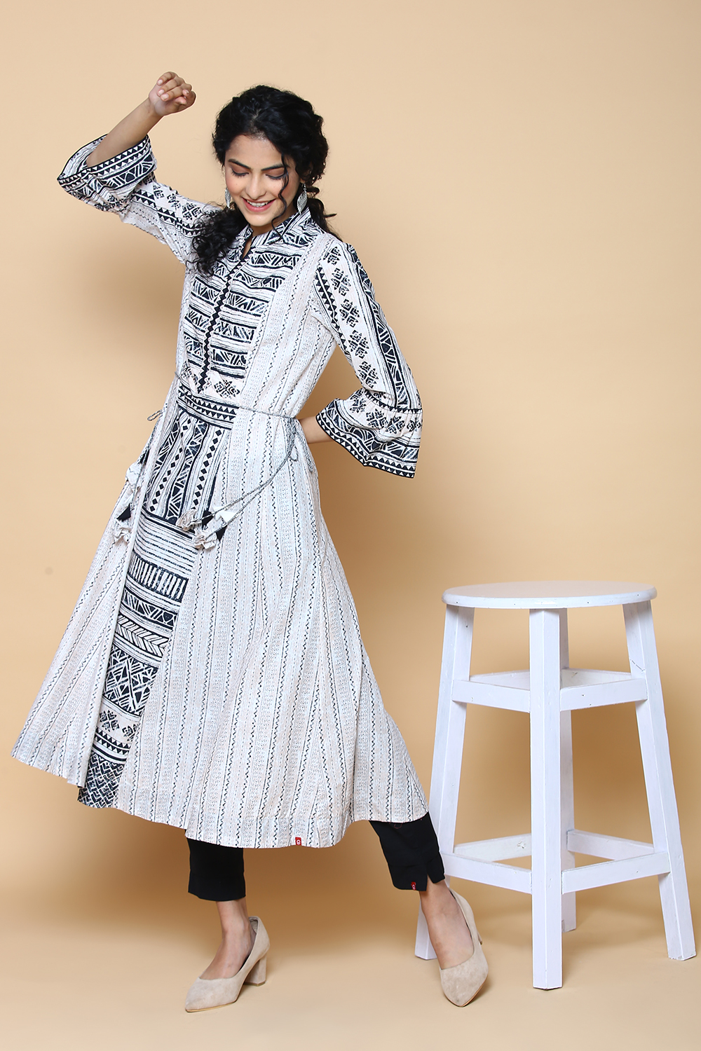 Natural Cotton A-Line Printed Kurta image number 2