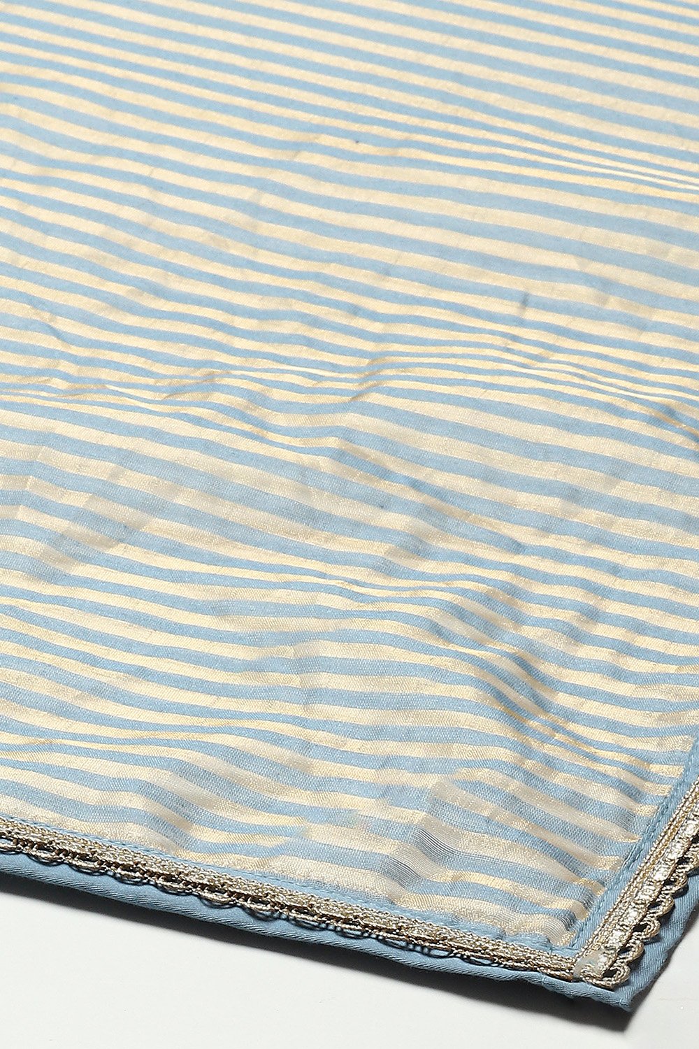 Earthy Blue Cotton Silk Straight Kurta Palazzo Suit Set image number 3