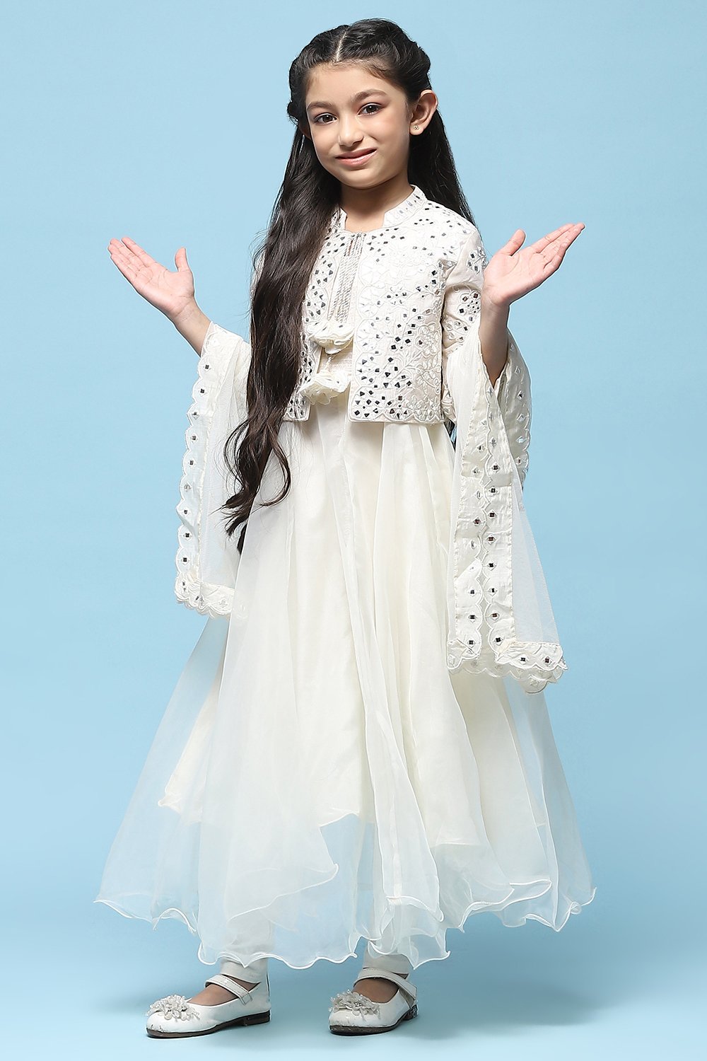 Lilac Cotton Blend Flared Kurta Churidar Suit Set Suit Set image number 4