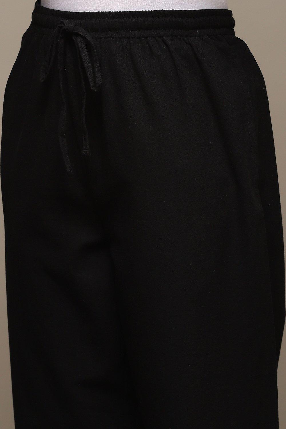 Black Cotton Solid Pant image number 1