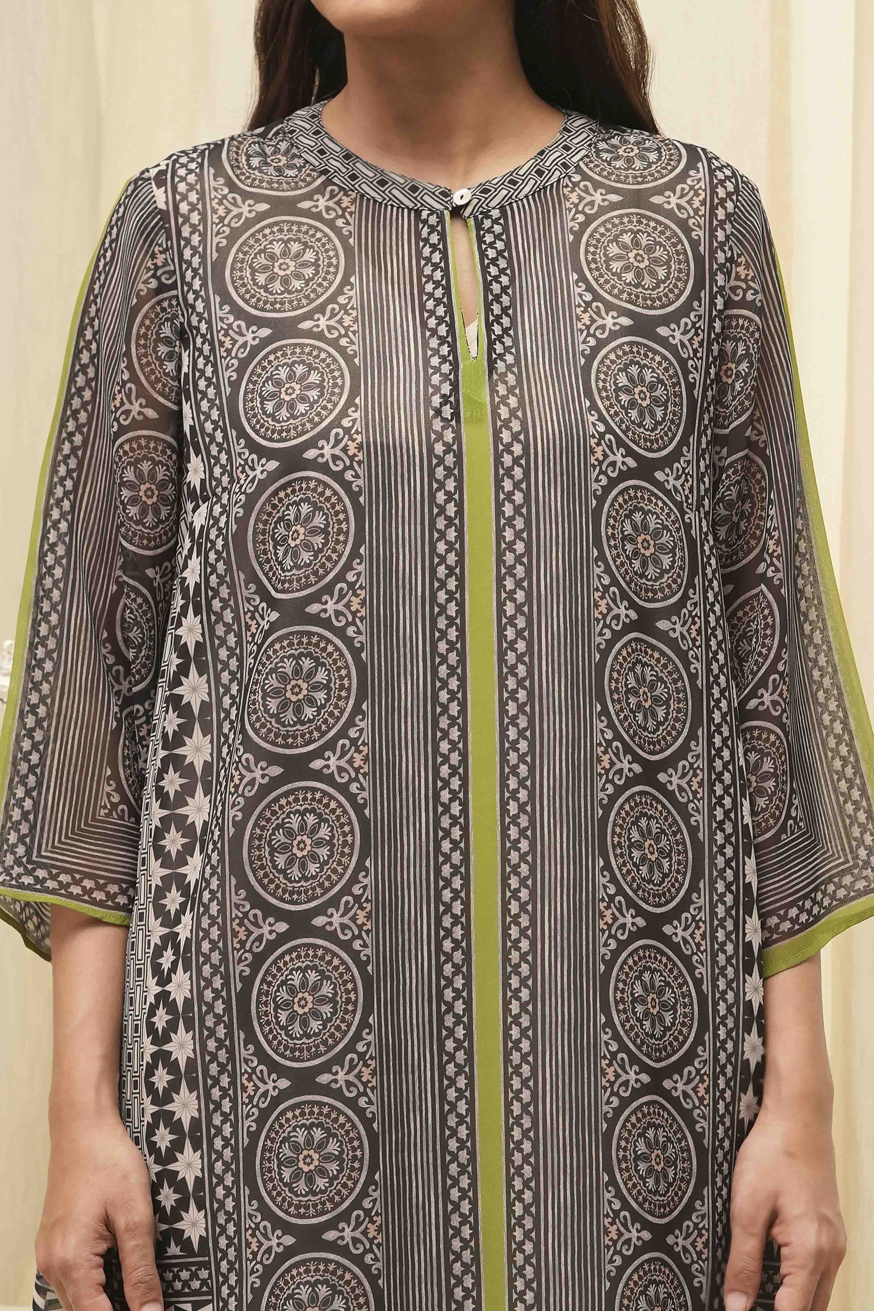 Black Printed Straight Kurta image number 1
