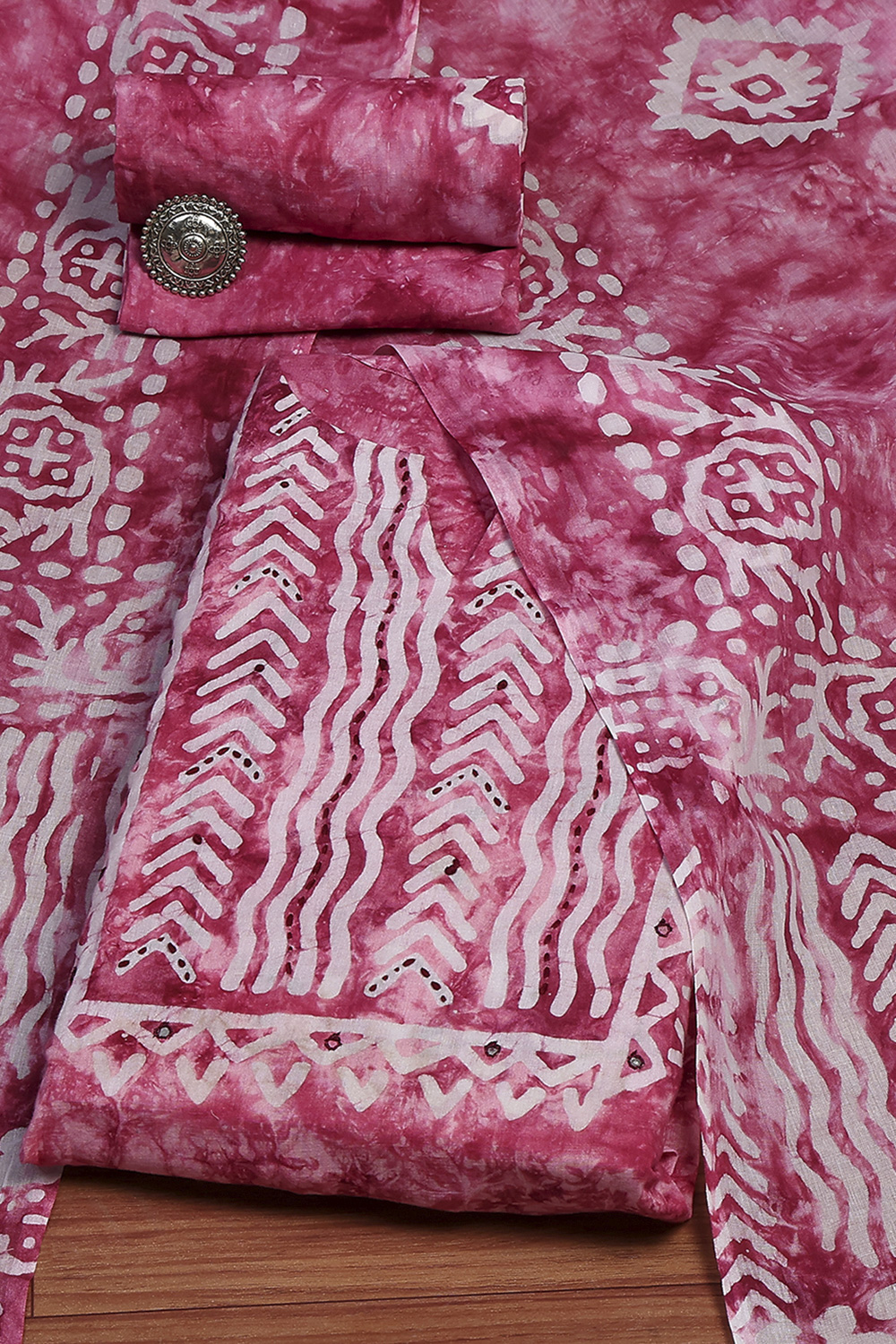 Blue Cotton  Unstitched Suit Set image number 0