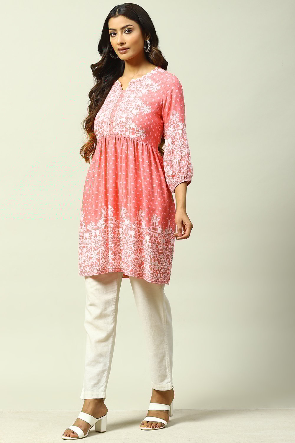 Yellow LIVA Flared Kurta image number 2
