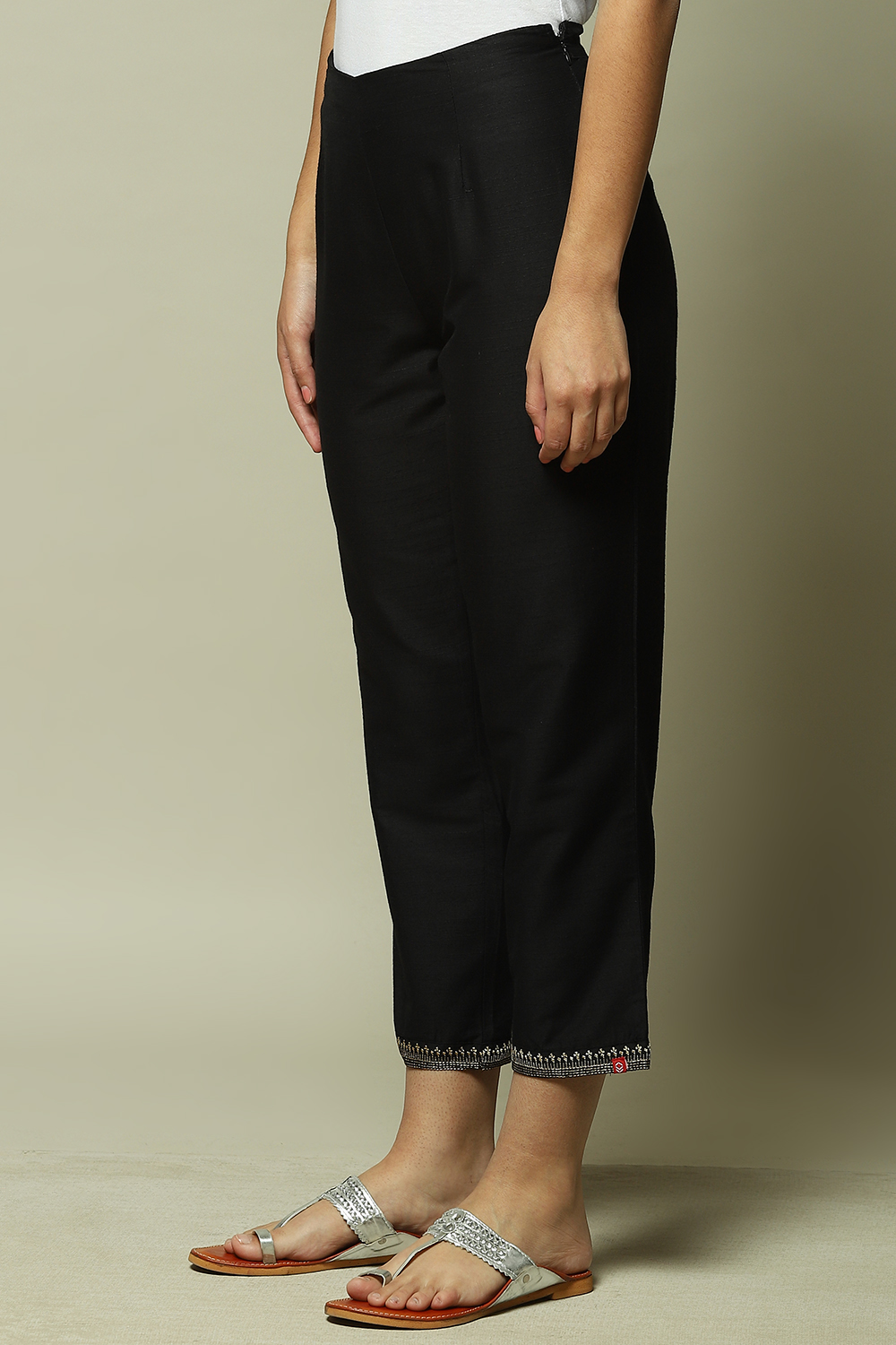 Black Art Silk Pants image number 3