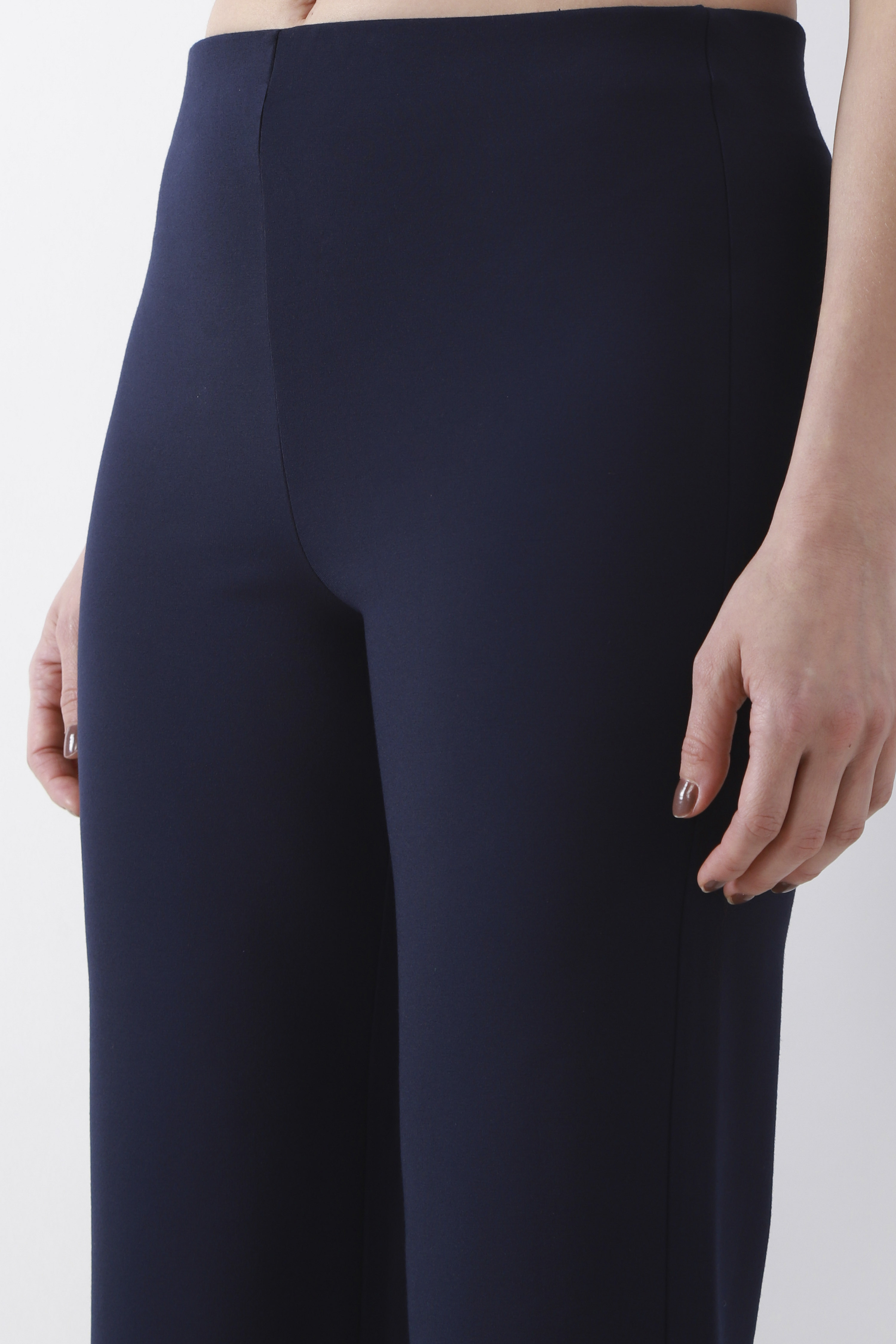 White Solid Flared Pants image number 1